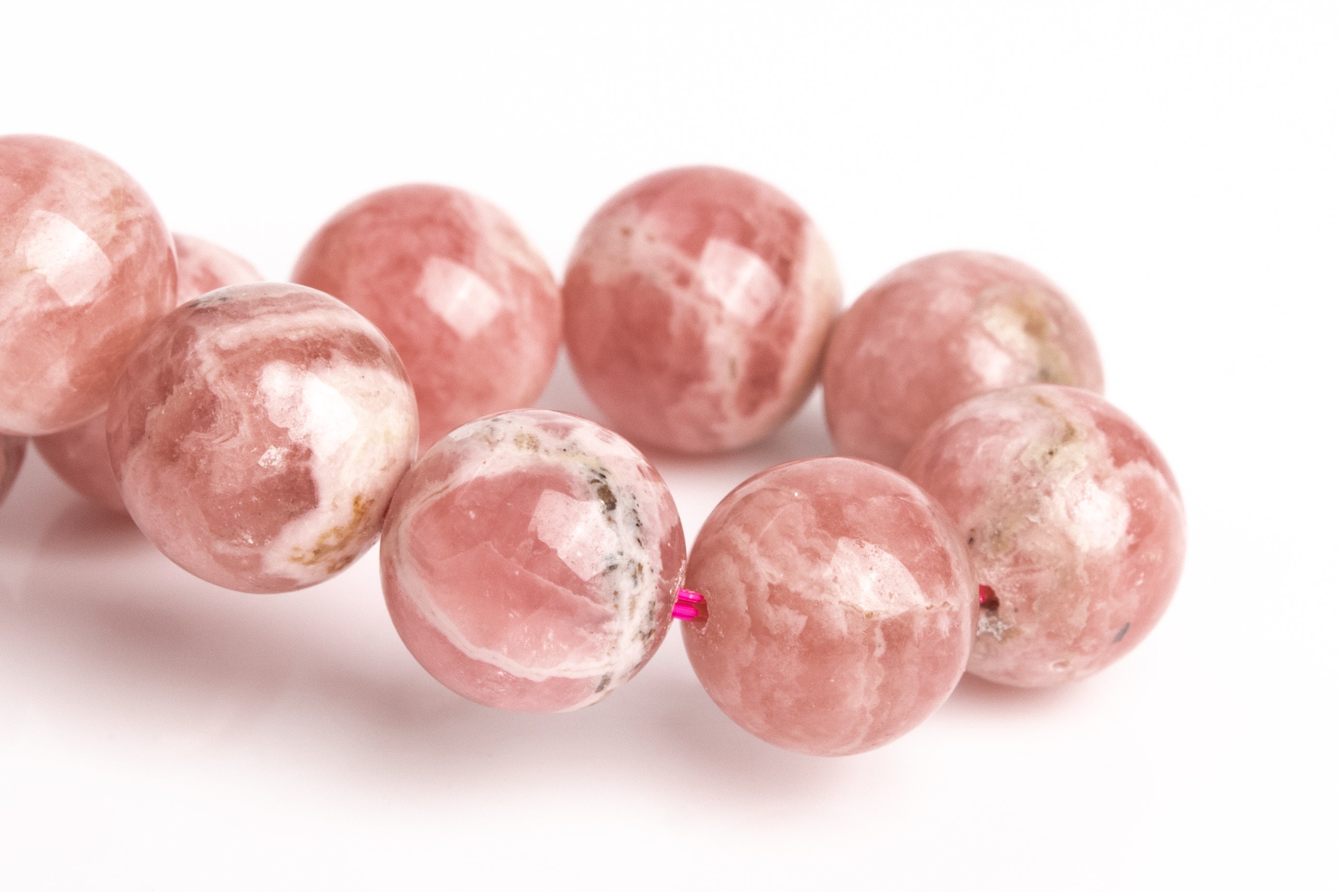 10-11mm Argentina Rhodochrosite Beads Pink Bracelet Grade Aa+ Genuine Natural Round Gemstone 7.5" (123276h-2988)