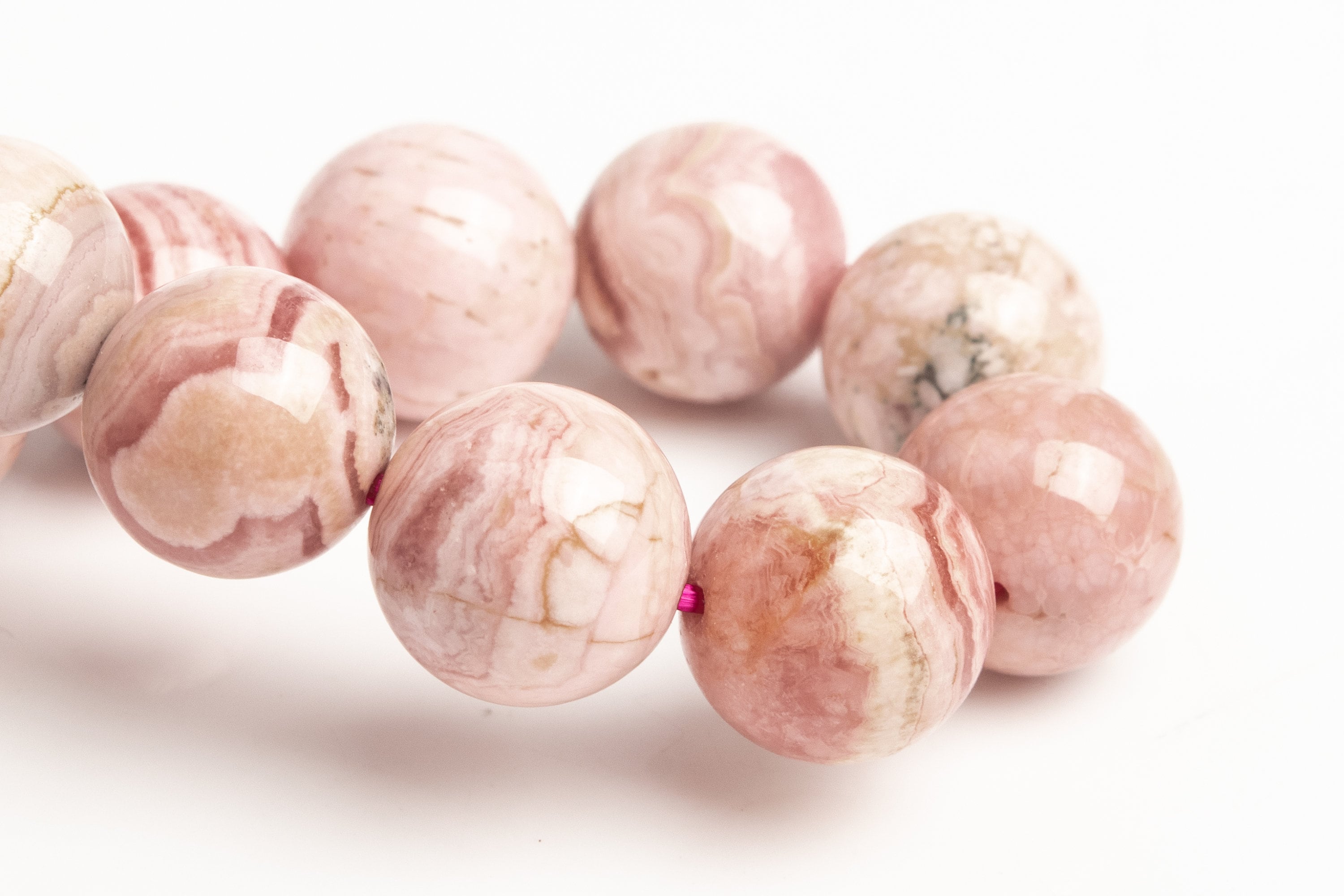11-12mm Argentina Rhodochrosite Beads Milky Pink Bracelet Grade A Genuine Natural Round Gemstone 8" (123475h-1899)
