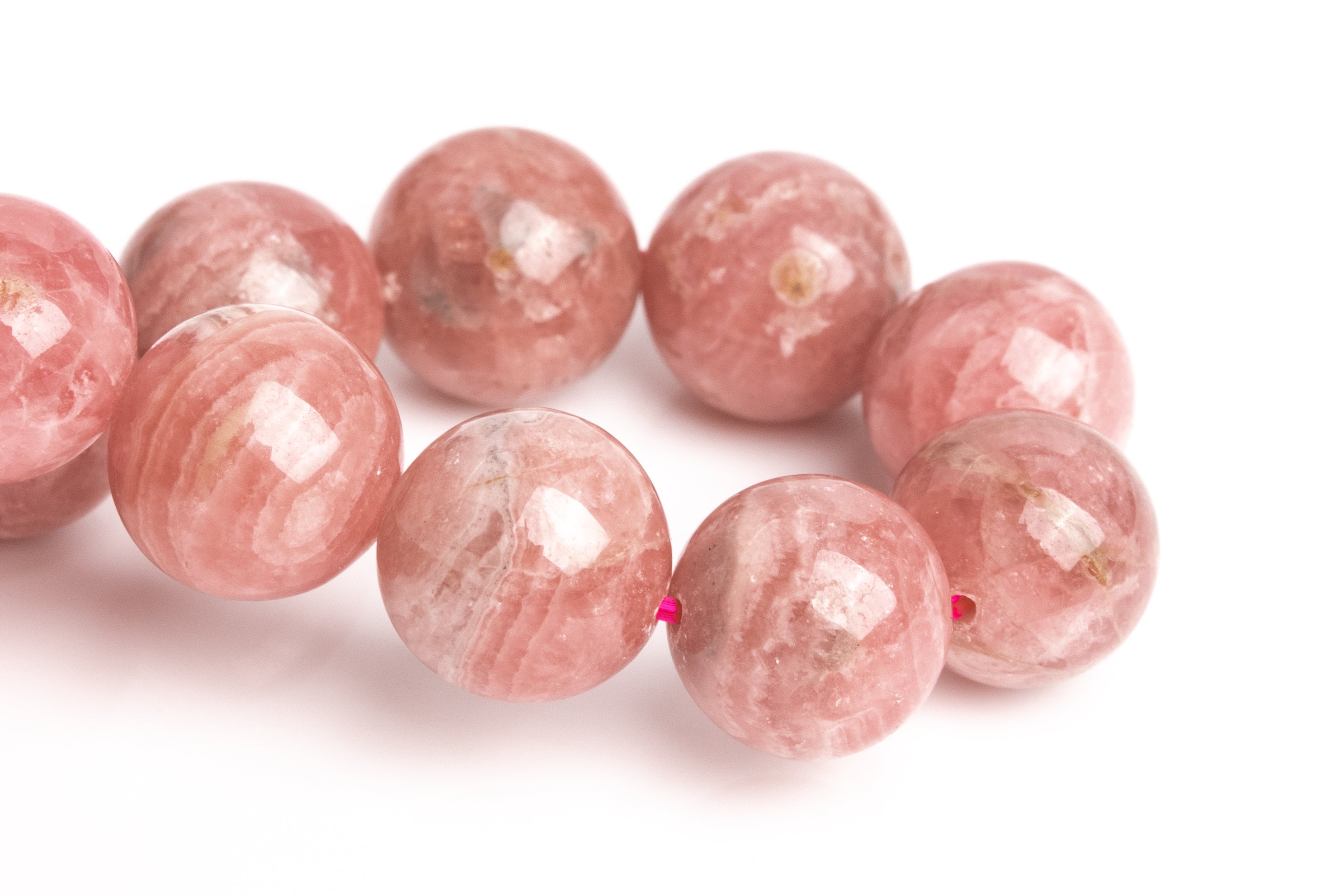11-12mm Argentina Rhodochrosite Beads Red Pink Bracelet Grade Aa+ Genuine Natural Round Gemstone 8" (123294h-2993)