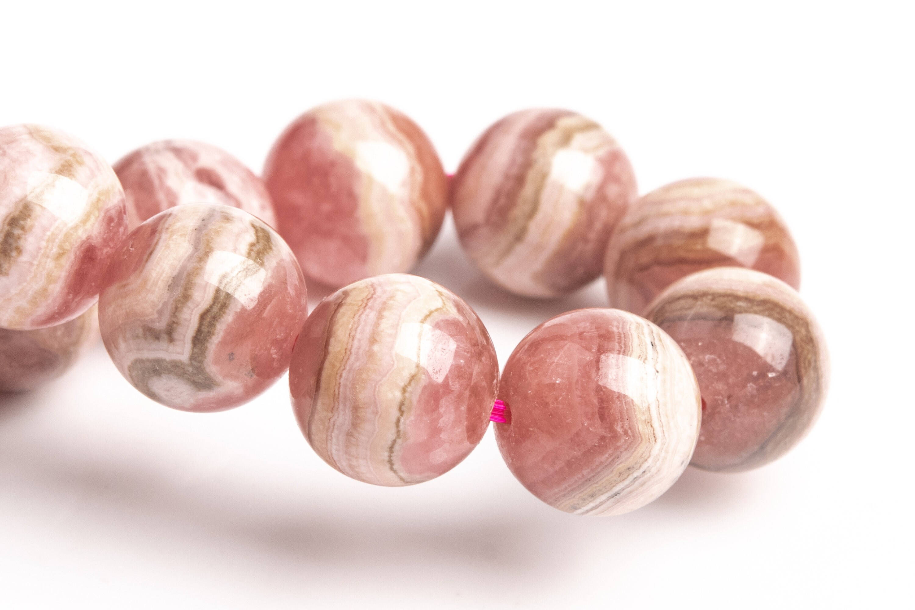 11mm Argentina Rhodochrosite Beads Pink Lace Bracelet Grade Aa Genuine Natural Round Gemstone 7.5" (123460h-1896)