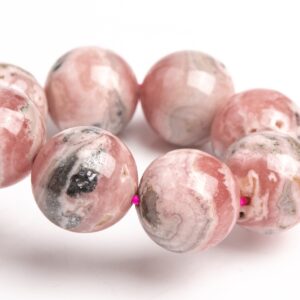 12MM Argentina Rhodochrosite Beads Gray Pink Bracelet Grade A+ Genuine Natural Round Gemstone 8" (123492h-1978) 12MM Argentina Rhodochrosite Beads Gray Pink Bracelet Grade A+ Genuine Natural Round Gemstone 8" (123492h-1978)