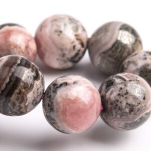 12MM Argentina Rhodochrosite Beads Gray Pink Bracelet Grade A Genuine Natural Round Gemstone 7.5" (123494h-56) 12MM Argentina Rhodochrosite Beads Gray Pink Bracelet Grade A Genuine Natural Round Gemstone 7.5" (123494h-56)