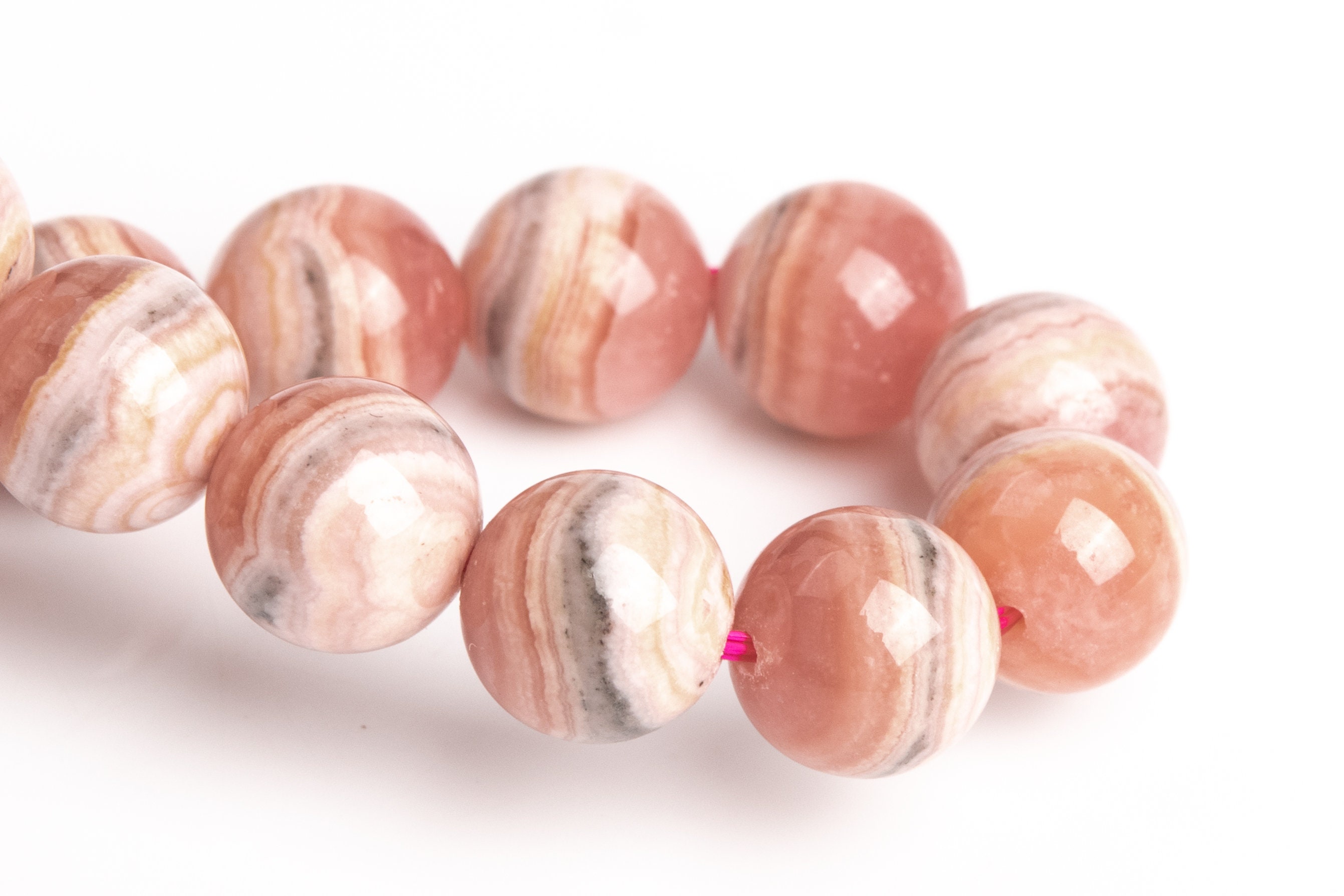 8-9mm Argentina Rhodochrosite Beads Pink Lace Bracelet Grade A+ Genuine Natural Round Gemstone 7" (123218h-2960)