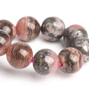 8-9MM Argentina Rhodochrosite Beads Black Pink Bracelet Genuine Natural Round Gemstone 7" (123335h-3000) 8-9MM Argentina Rhodochrosite Beads Black Pink Bracelet Genuine Natural Round Gemstone 7" (123335h-3000)
