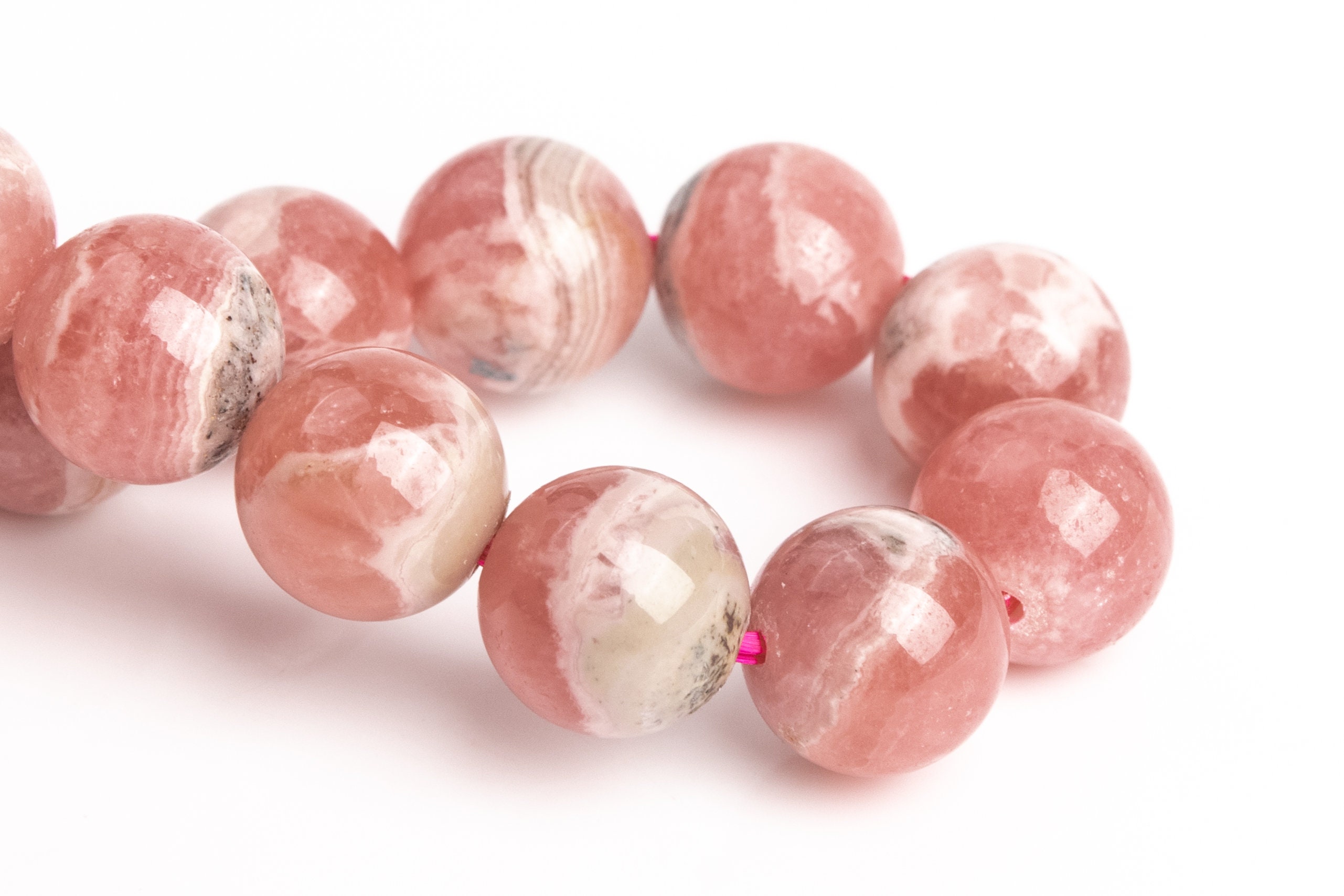 8-9mm Argentina Rhodochrosite Beads Pink Bracelet Grade Aa Genuine Natural Round Gemstone 7" (123338h-3000)