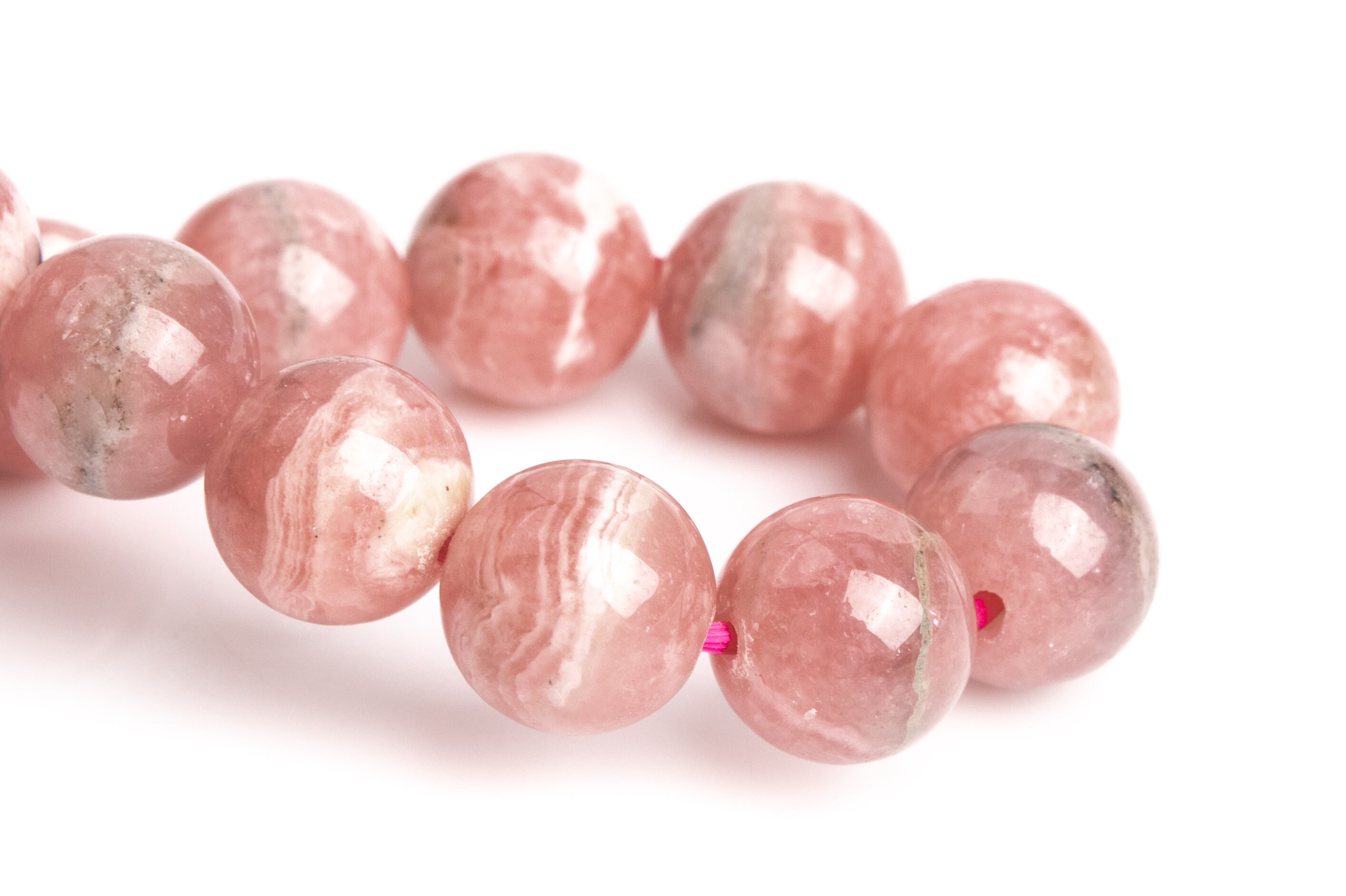 8-9mm Argentina Rhodochrosite Beads Pink Bracelet Grade Aa+ Genuine Natural Round Gemstone 7" (123238h-2984)