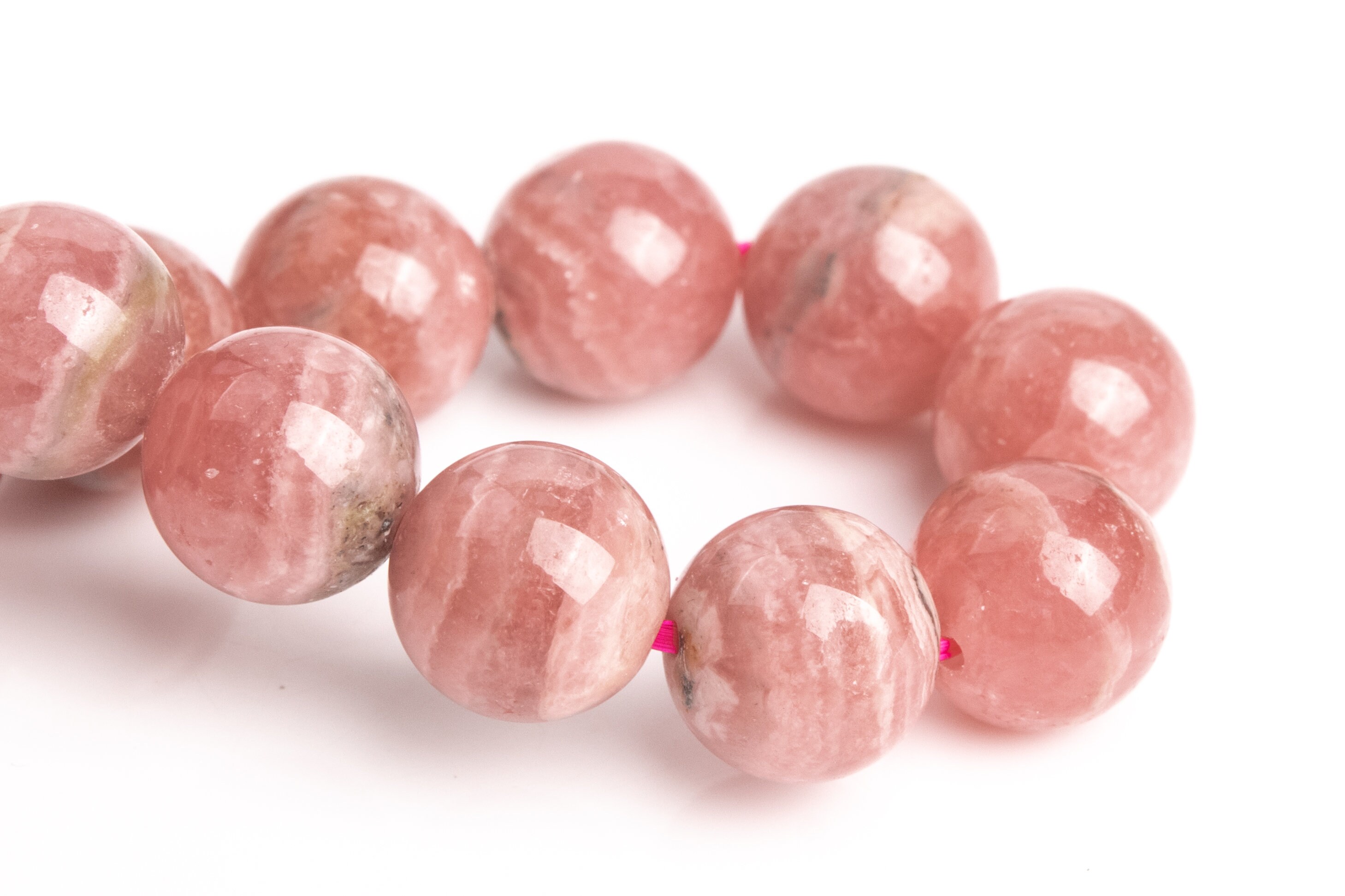 8-9mm Argentina Rhodochrosite Beads Pink Bracelet Grade Aa+ Genuine Natural Round Gemstone 7" (123237h-2984)