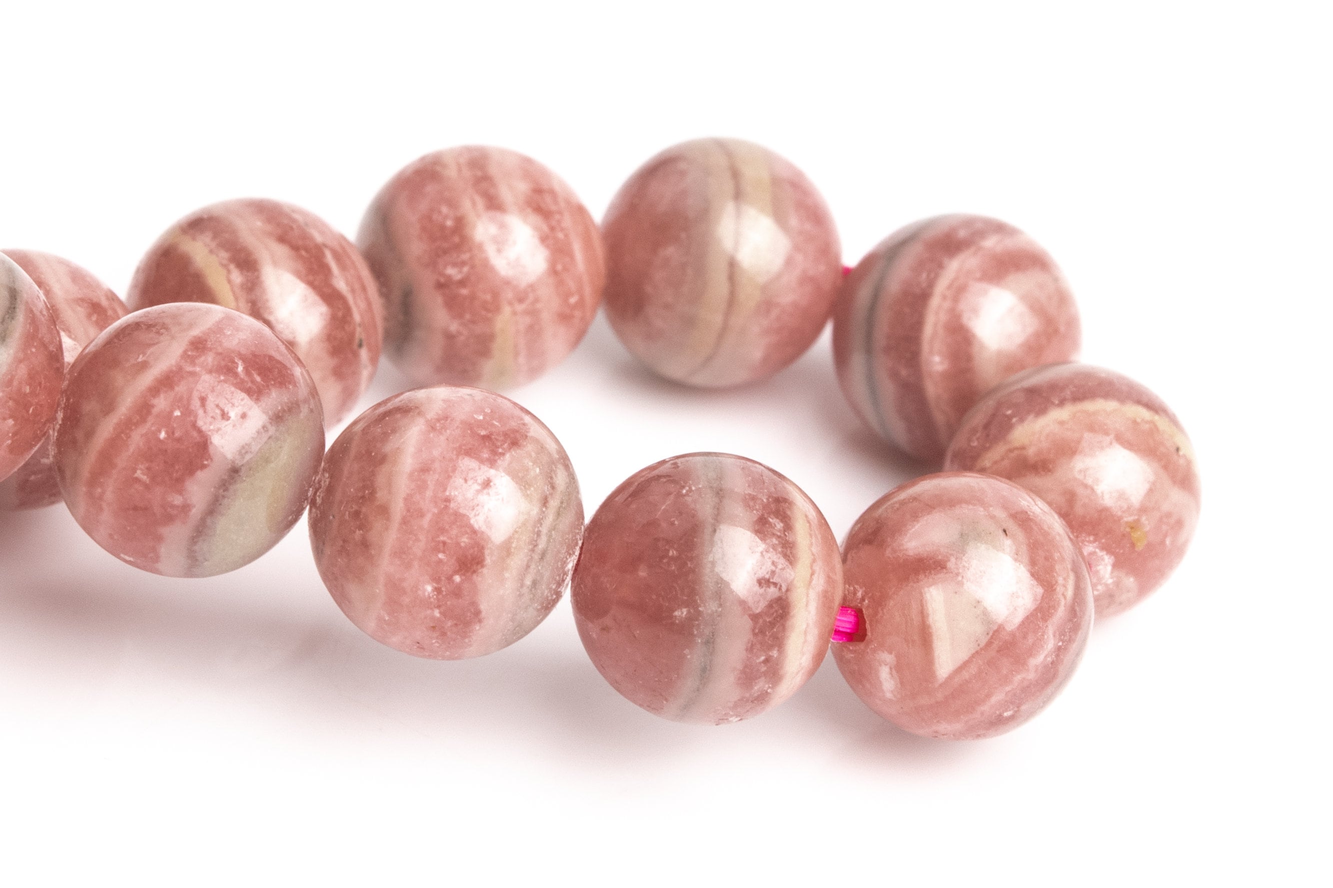 8-9mm Argentina Rhodochrosite Beads Gray Pink Lace Bracelet Grade Aa Genuine Natural Round Gemstone 7" (123333h-3000)