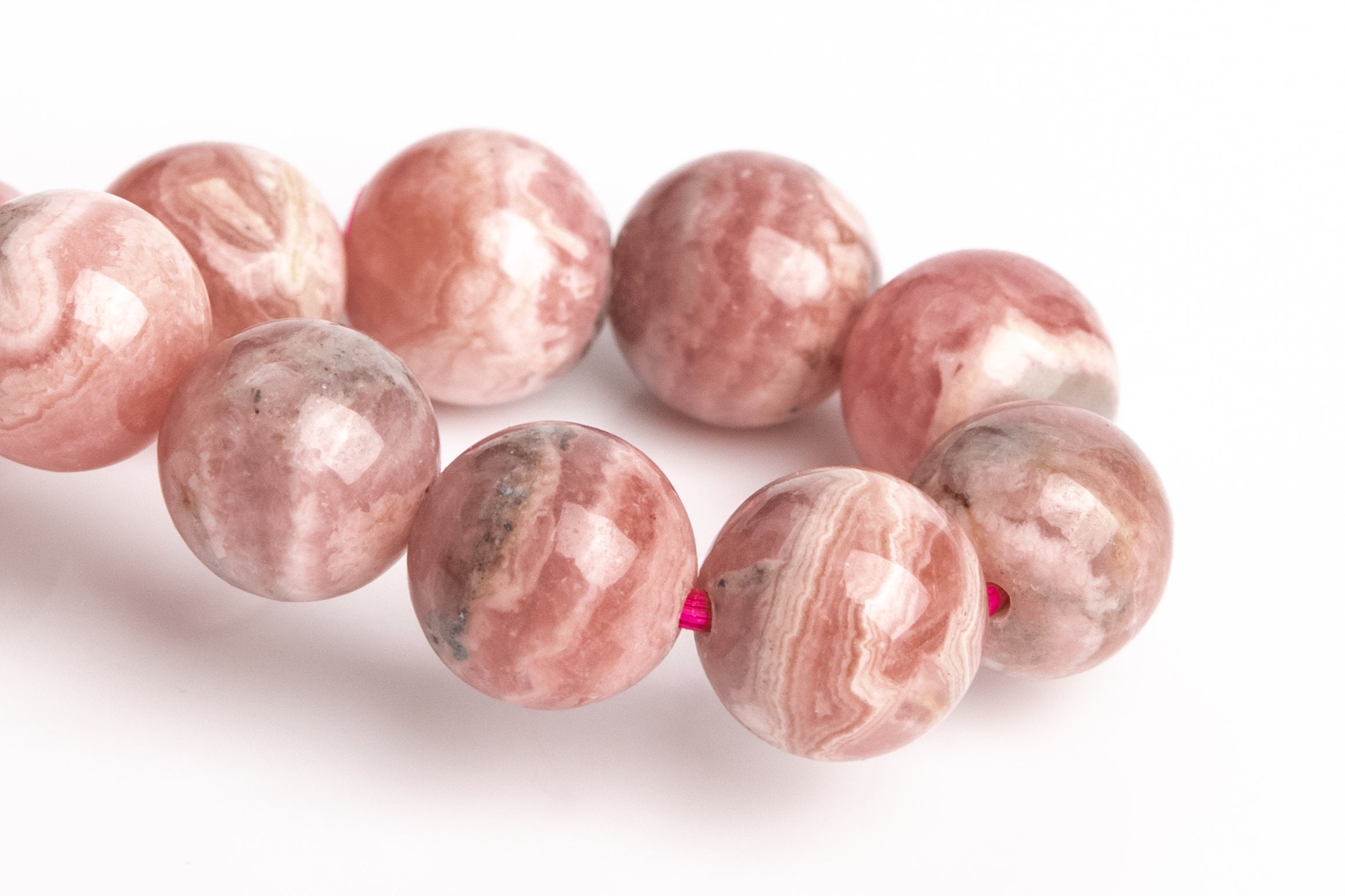 8mm Argentina Rhodochrosite Beads Pink Bracelet Grade Aa Genuine Natural Round Gemstone 7" (123325h-2999)