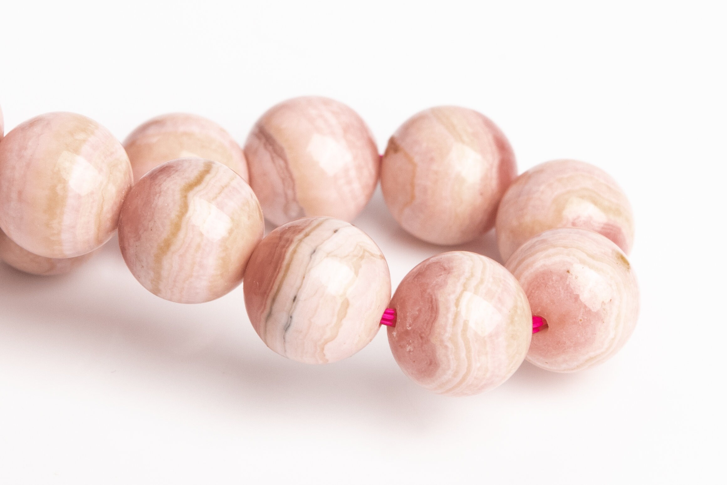 8mm Argentina Rhodochrosite Beads Milky Pink Bracelet Grade A Genuine Natural Round Gemstone 6.5" (123327h-2999)