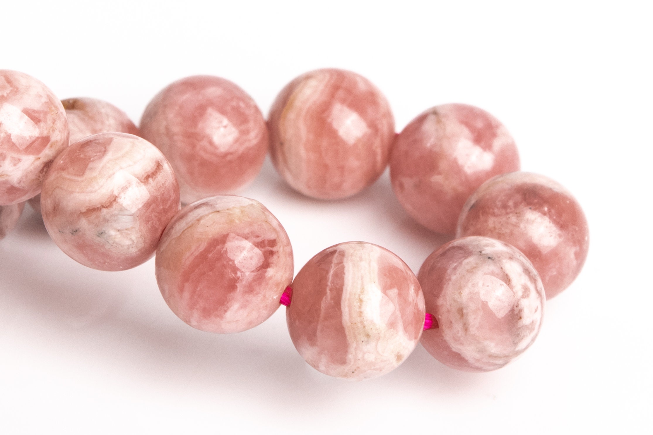 8mm Argentina Rhodochrosite Beads Pink Bracelet Grade Aa Genuine Natural Round Gemstone 7" (123321h-2998)