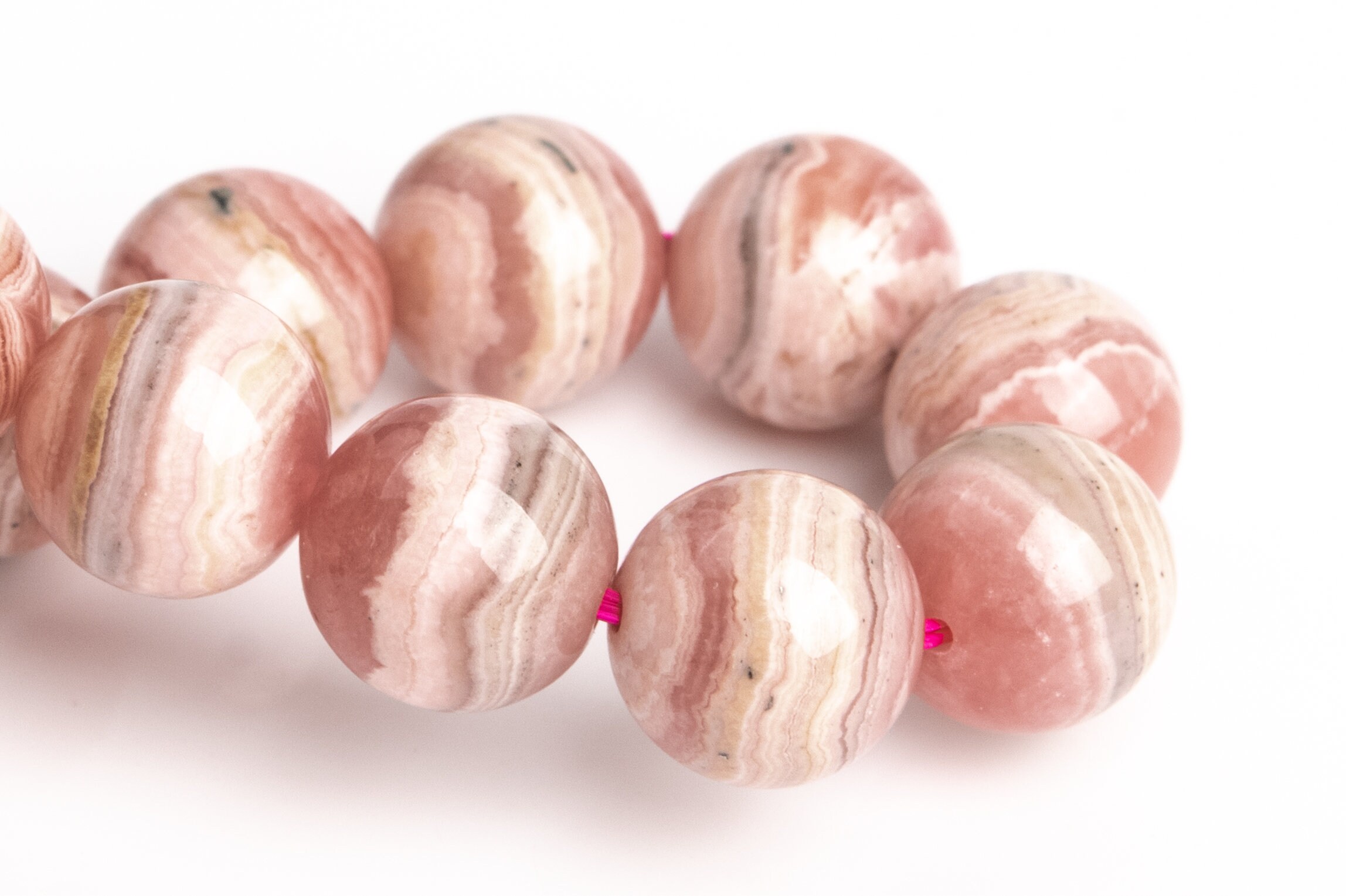 9-10mm Argentina Rhodochrosite Beads Pink Lace Bracelet Grade A+ Genuine Natural Round Gemstone 7" (123259h-2987)