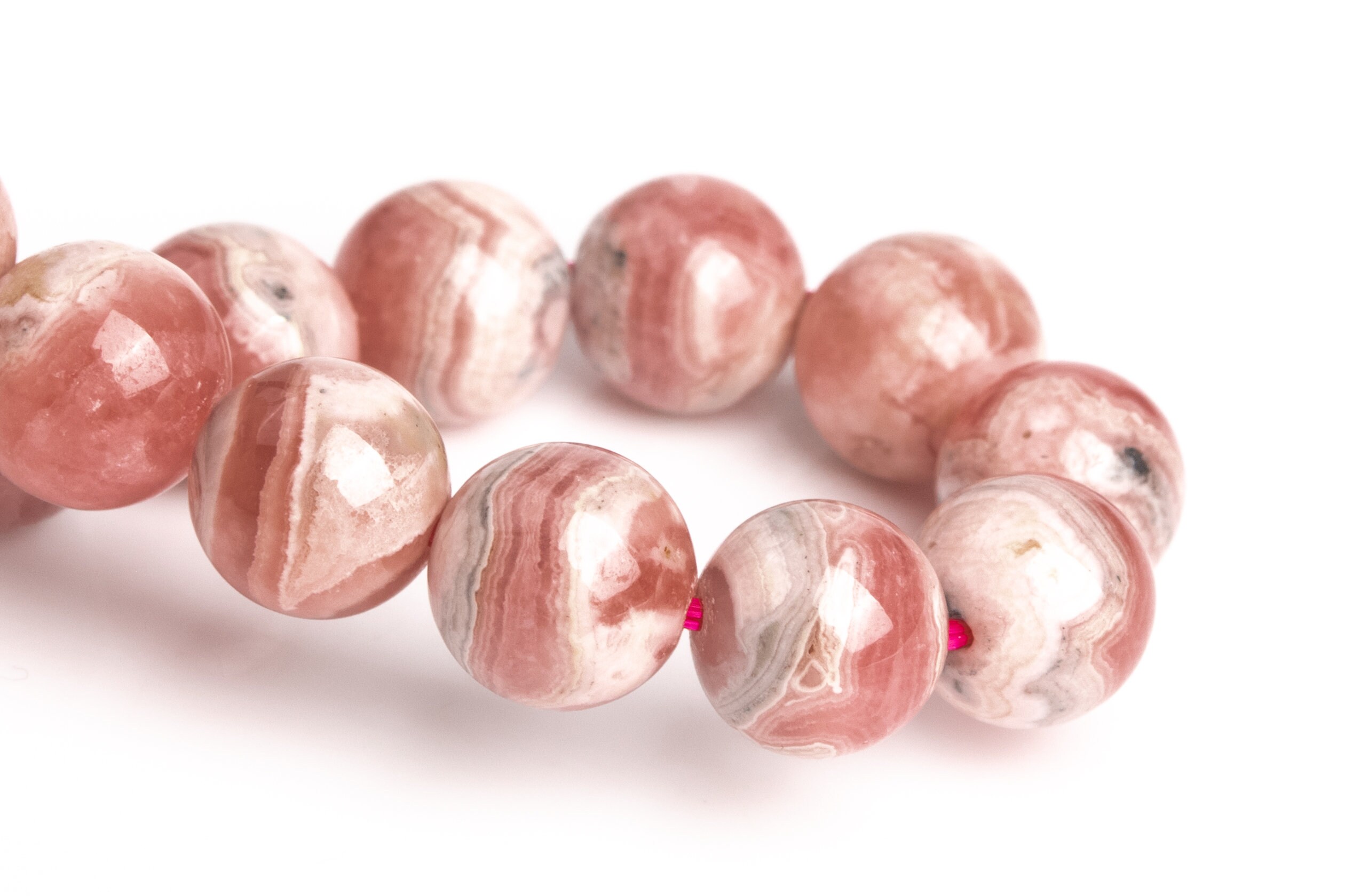 9mm Argentina Rhodochrosite Beads Pink Lace Bracelet Grade Aa Genuine Natural Round Gemstone 7" (123389h-3005)