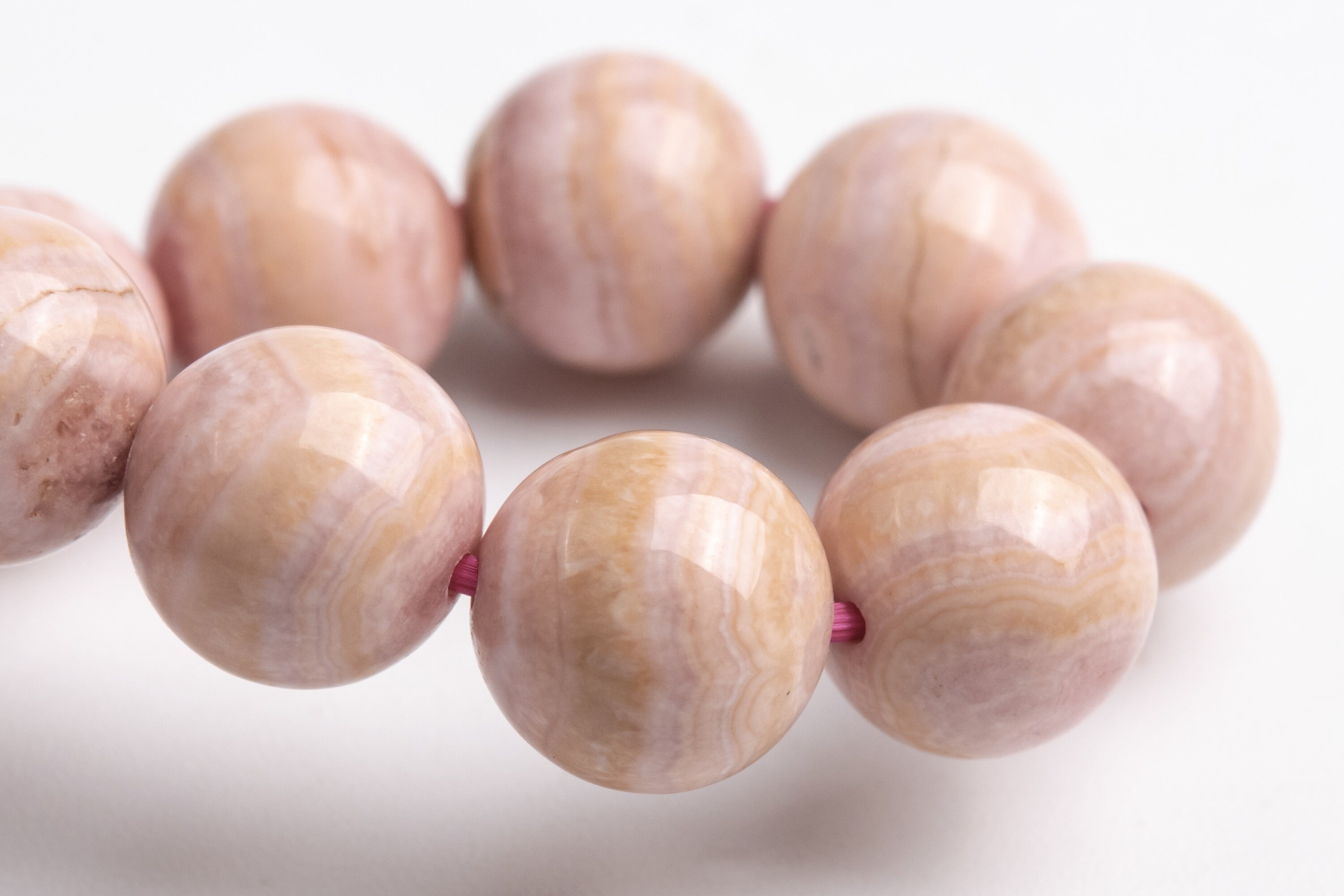 9mm Argentina Rhodochrosite Beads Milky Pink Bracelet Grade A Genuine Natural Round Gemstone 7" Bulk Lot Options (123402h-1356)