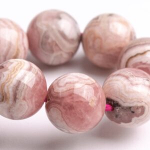 9MM Argentina Rhodochrosite Beads Gray Pink Bracelet Grade A Genuine Natural Round Gemstone 7" (123397h-1356) 9MM Argentina Rhodochrosite Beads Gray Pink Bracelet Grade A Genuine Natural Round Gemstone 7" (123397h-1356)