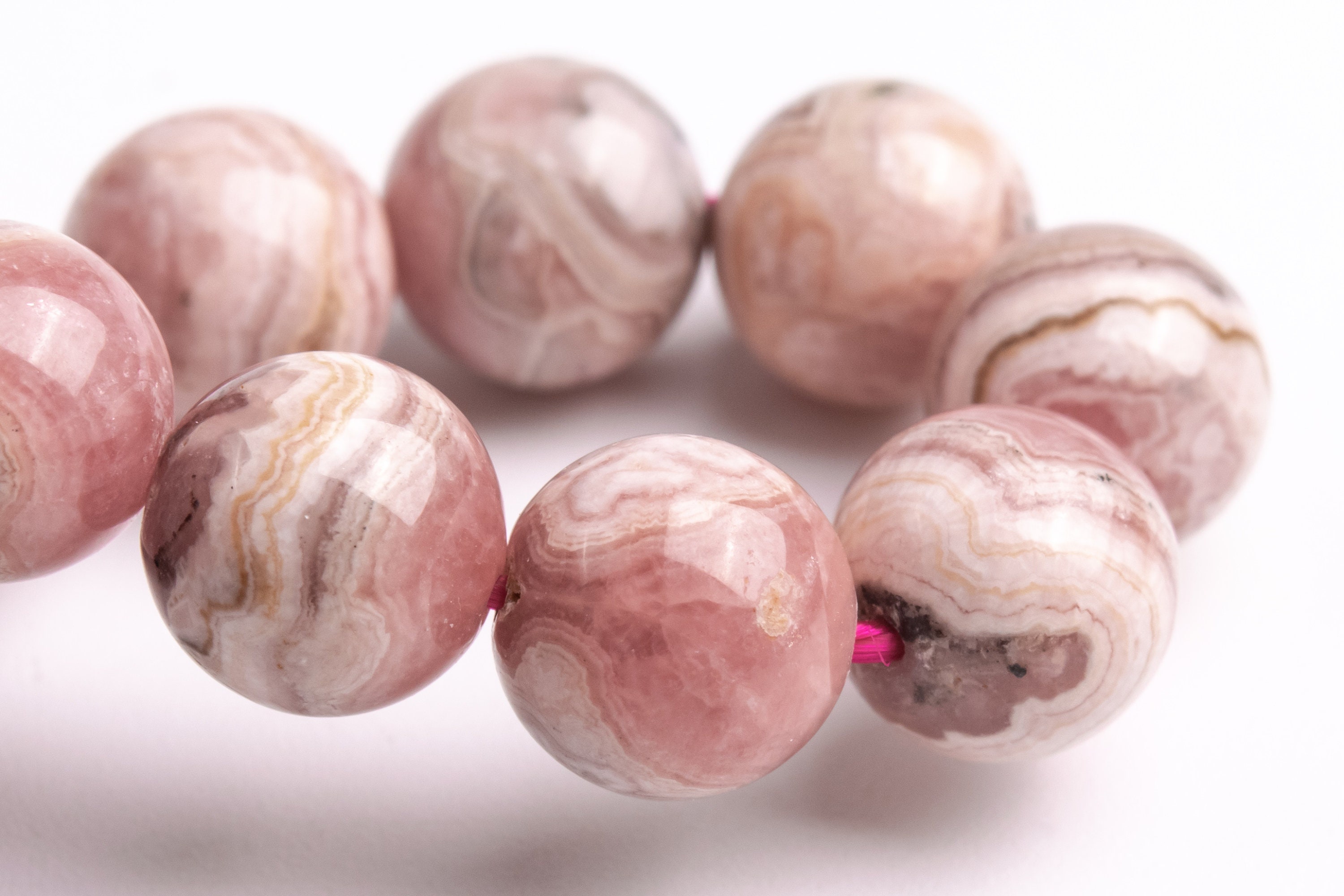 9mm Argentina Rhodochrosite Beads Gray Pink Bracelet Grade A Genuine Natural Round Gemstone 7" (123397h-1356) 9mm Argentina Rhodochrosite Beads Gray Pink Bracelet Grade A Genuine Natural Round Gemstone 7" (123397h-1356)
