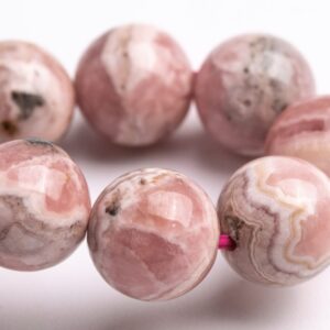 9MM Argentina Rhodochrosite Beads Gray Pink Bracelet Grade A Genuine Natural Round Gemstone 7" (123396h-1356) 9MM Argentina Rhodochrosite Beads Gray Pink Bracelet Grade A Genuine Natural Round Gemstone 7" (123396h-1356)