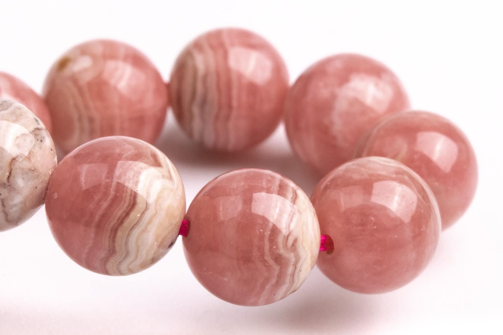 Argentina Rhodochrosite Beads 6.5"/7" Bracelet Genuine Natural Round Gemstone Beads
