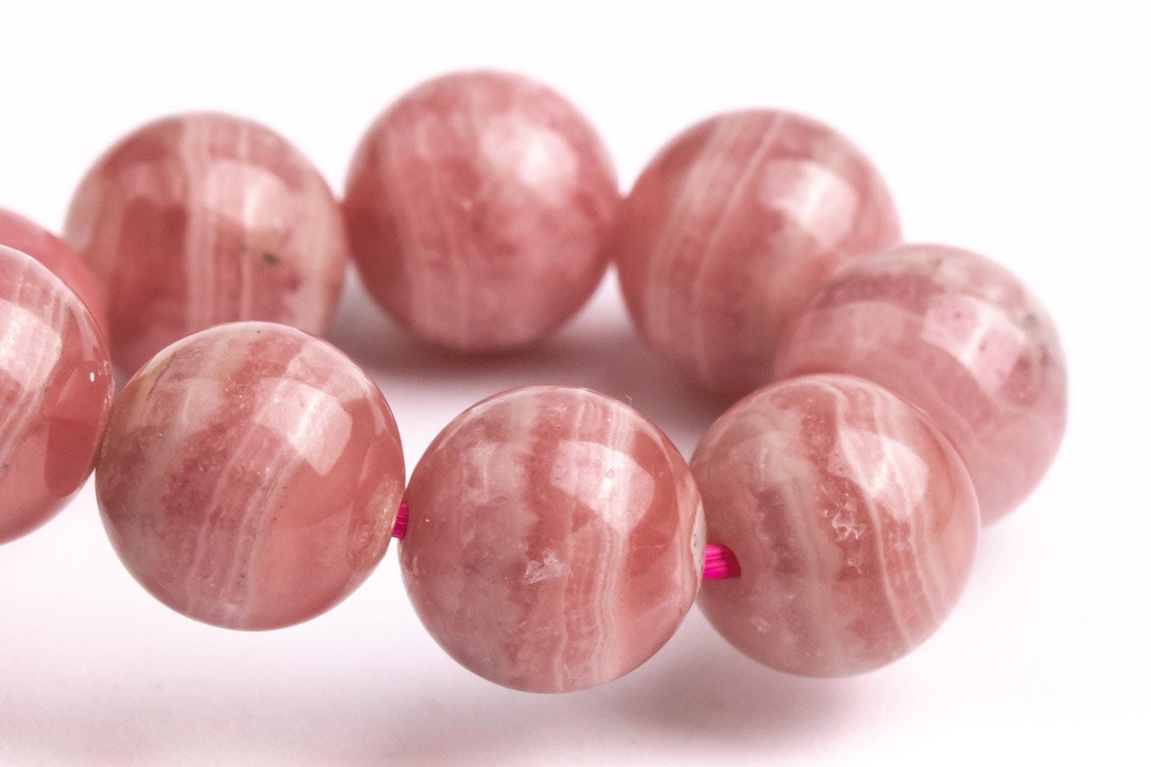Argentina Rhodochrosite Beads 6.5"/7" Bracelet Genuine Natural Round Gemstone Beads