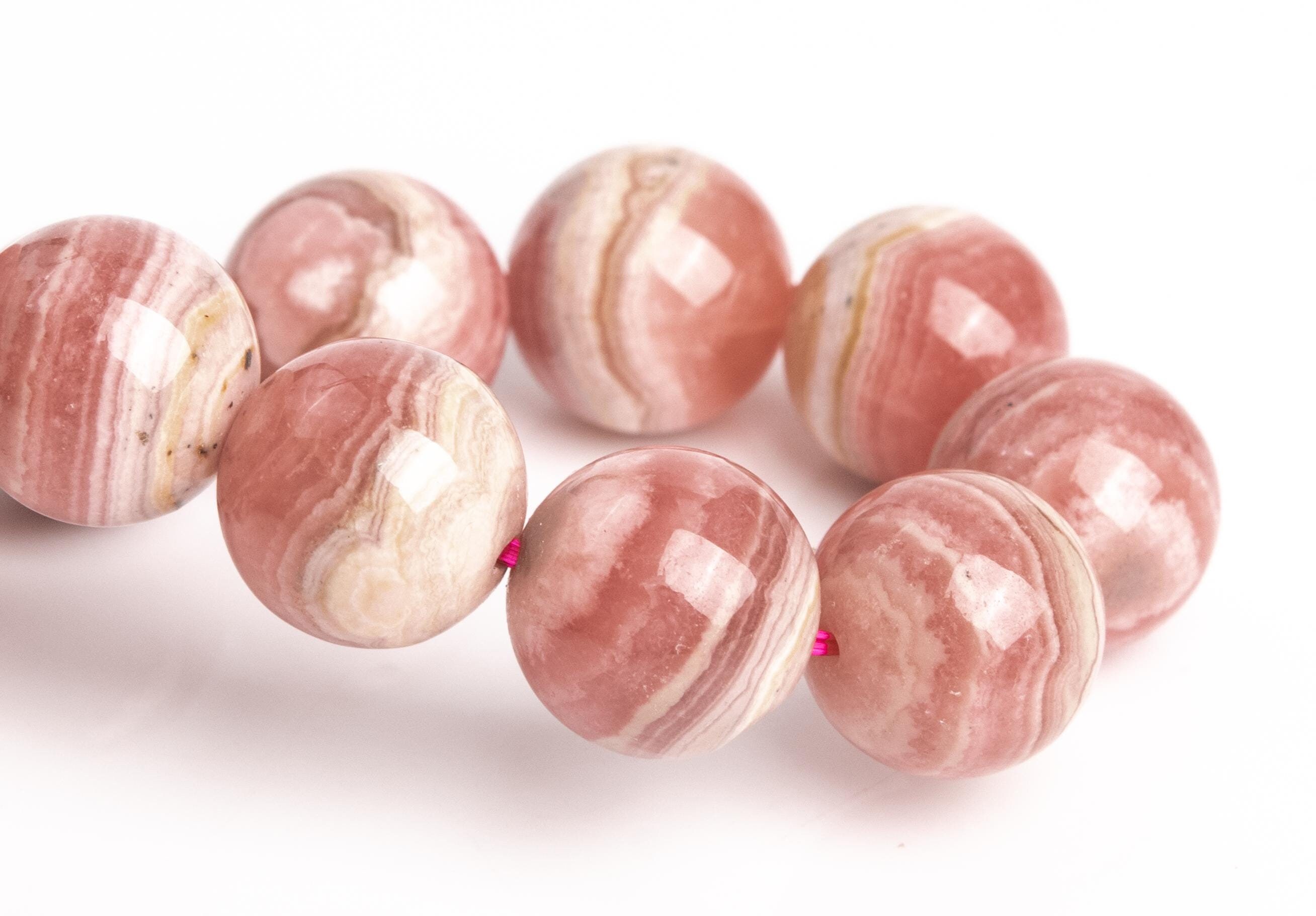 Argentina Rhodochrosite Beads 7"/7.5" Bracelet Genuine Natural Round Gemstone Beads