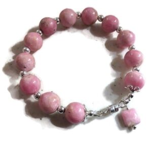 Rhodochrosite Bracelet - Pink Jewelry - Sterling Silver - Natural Gemstone Jewellery - Unique Rhodochrosite Bracelet - Pink Jewelry - Sterling Silver - Natural Gemstone Jewellery - Unique