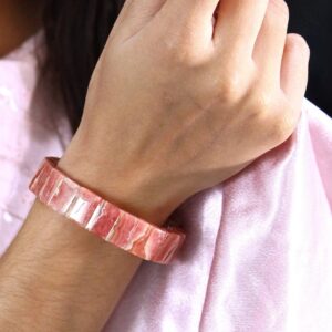 Rhodochrosite Stretch Bracelet, Pink Stone Beads, 7 Inch Rhodochrosite Stretch Bracelet, Pink Stone Beads, 7 Inch