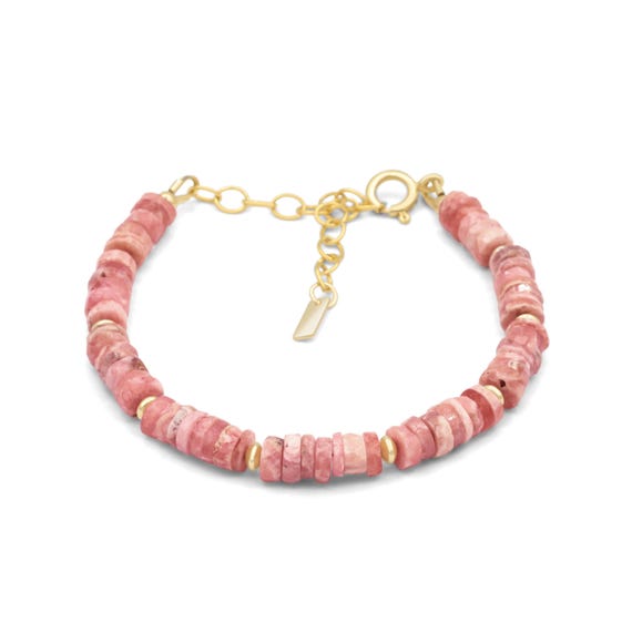 Unique Heishi Rhodochrosite | Women's Rhodochrosite, [ebrp1647] Rhodochrosite Beaded Bracelet Women's Genuine Bracelet | Rhodochrosite