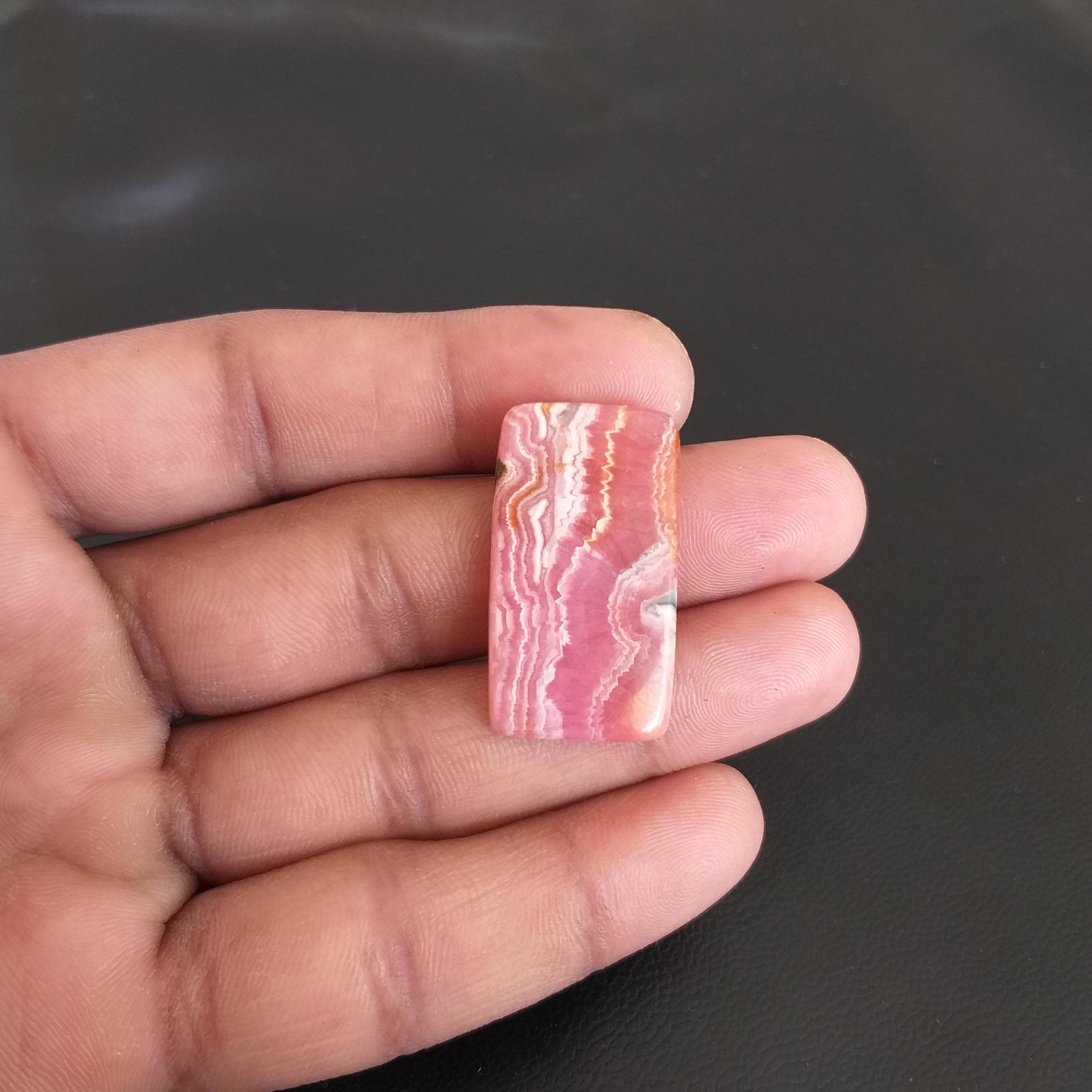 Baguette Rhodochrosite Cabochon: 52.5 Carat Gemstone (33x19x6 Mm