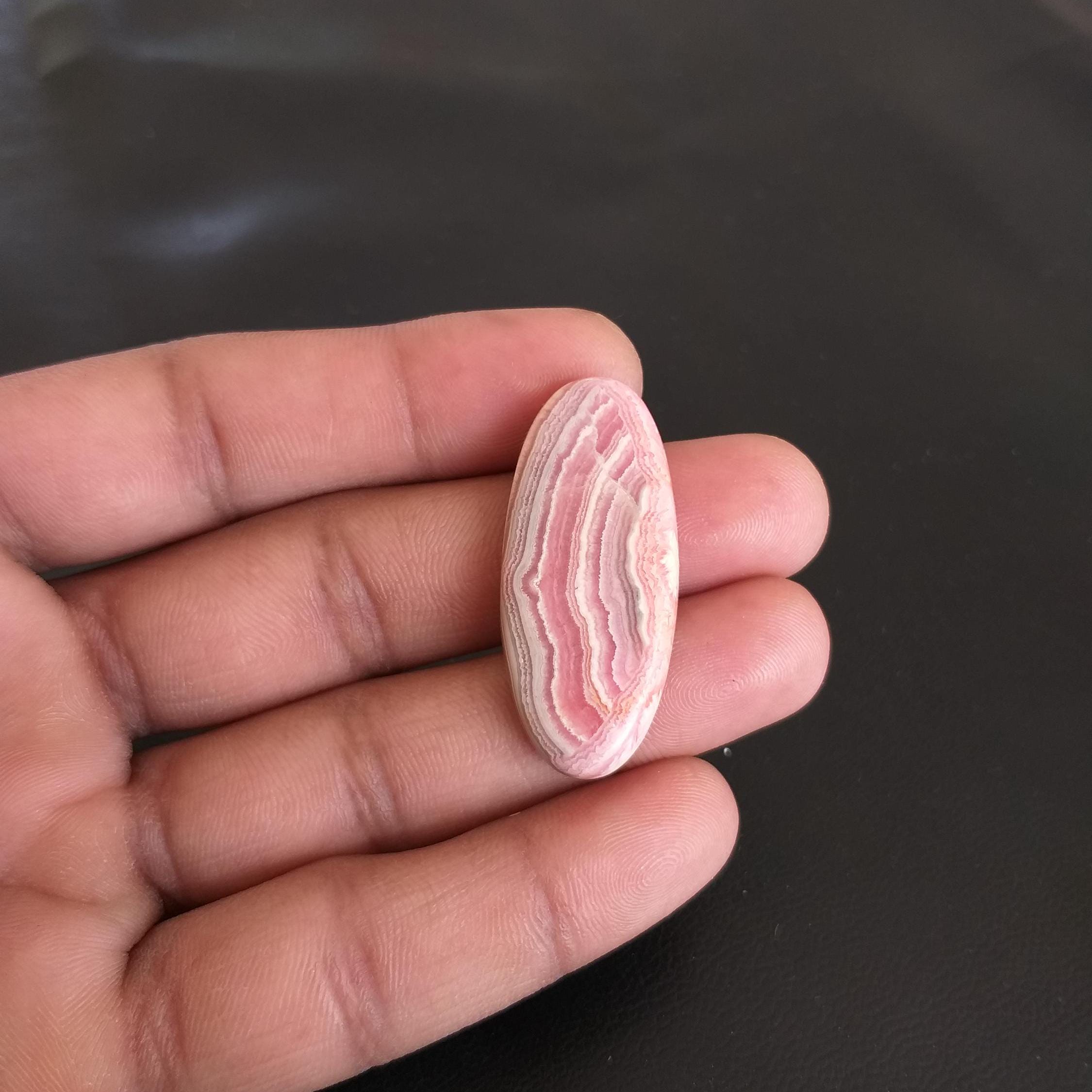 Natural Rhodochrosite Stone Cabochon: Oval Shape Gemstone, 50 Carat (40x18x6 Mm