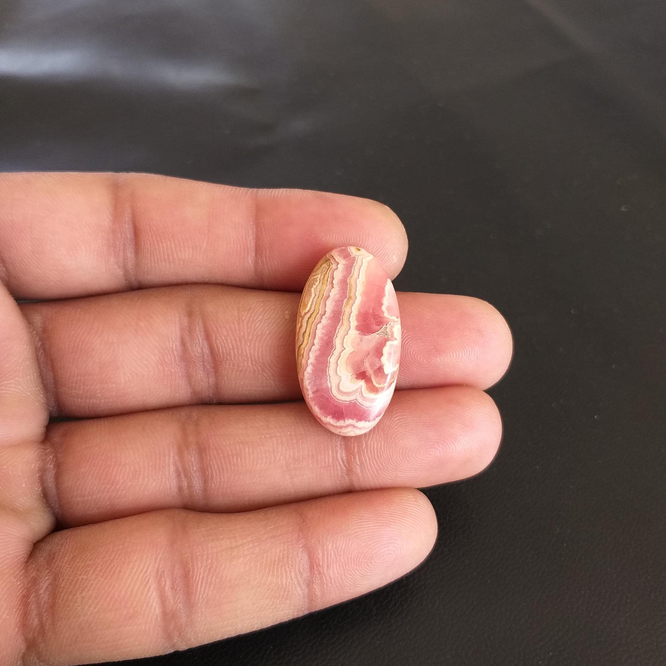 Oval Shape Rhodochrosite Cabochon: Natural Stone, 27.5 Carat (29x16x5 Mm Oval Shape Rhodochrosite Cabochon: Natural Stone, 27.5 Carat (29x16x5 Mm