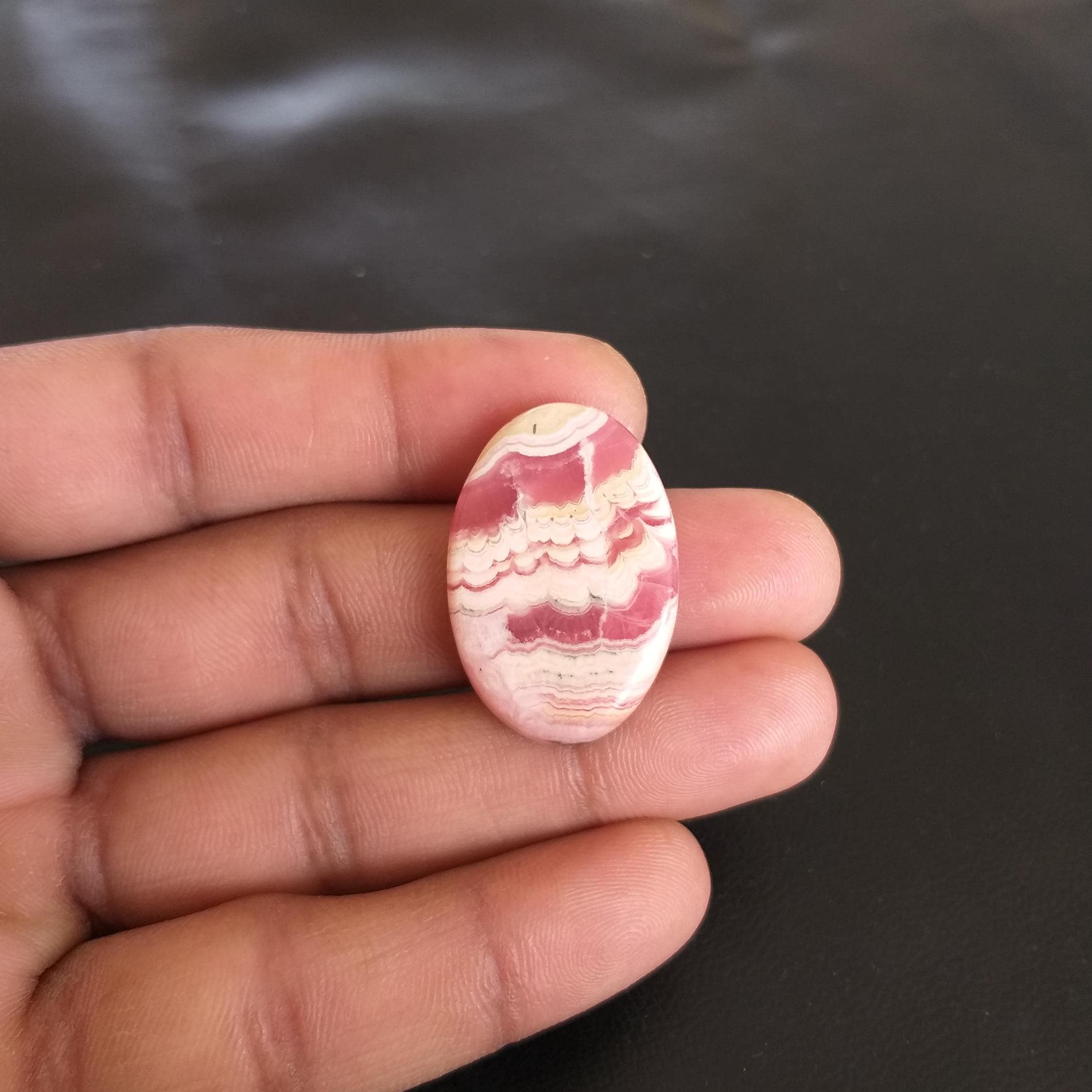 Oval Shape Rhodochrosite Cabochon: Natural Gemstone For Jewelry, 42.5 Carat