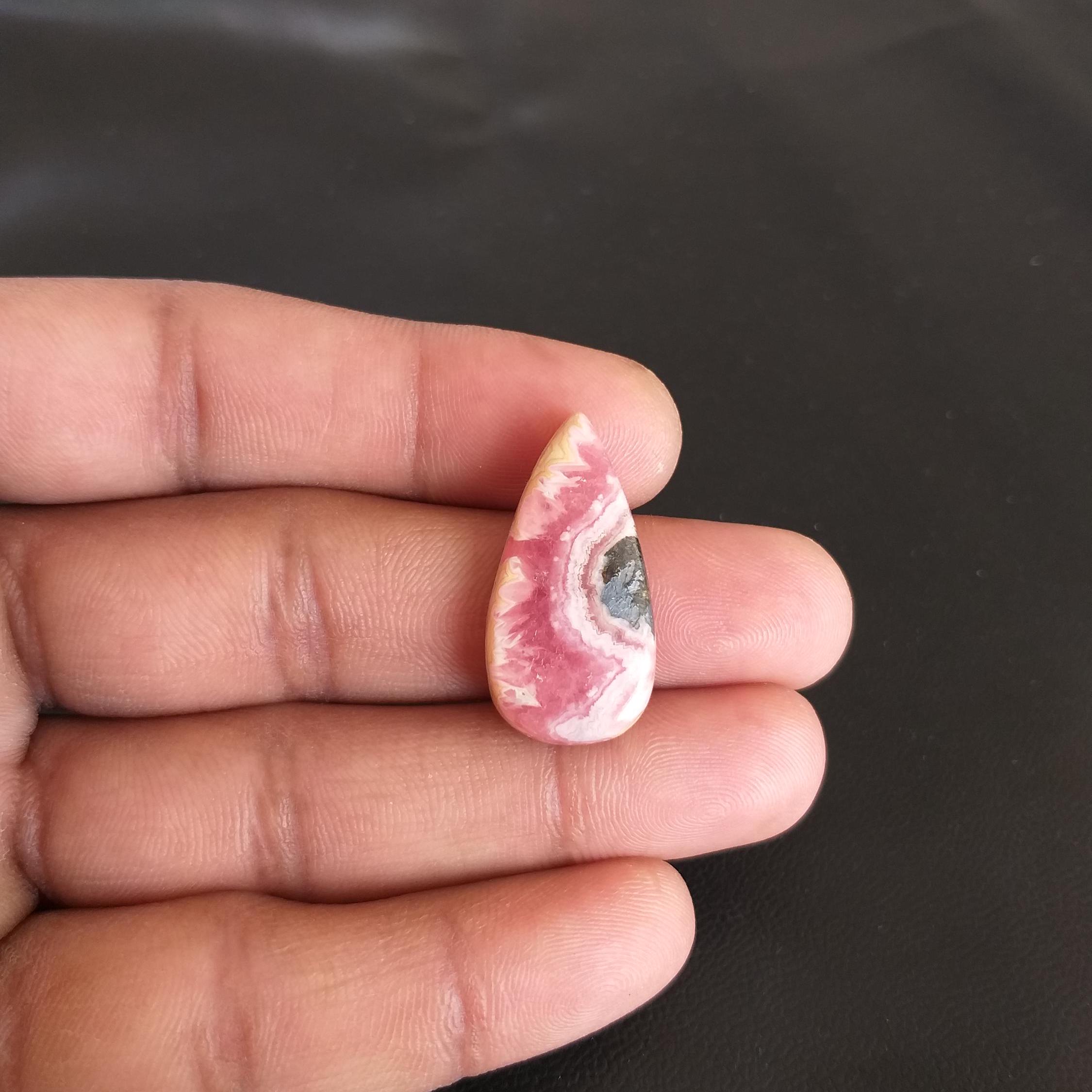 Pear Rhodochrosite Cabochon: 30 Carat Gemstone (29x15x6 Mm