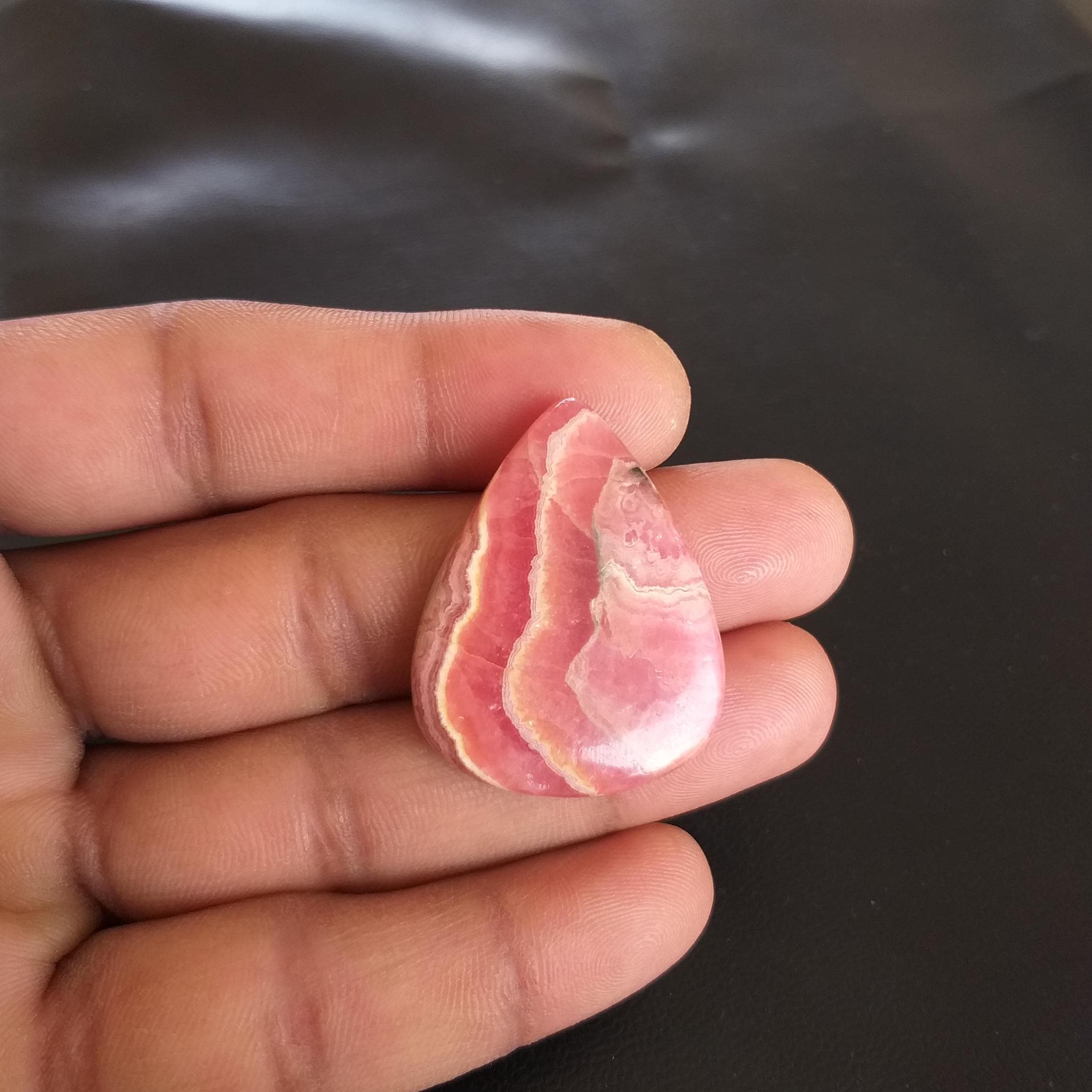Pear Rhodochrosite Cabochon: 55 Carat Gemstone, 35x28x5 Mm