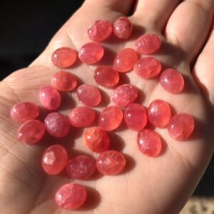 One Rhodochrosite Pink Oval Cabochon: Catamarca, Argentina - 10x8mm One Rhodochrosite Pink Oval Cabochon: Catamarca, Argentina - 10x8mm