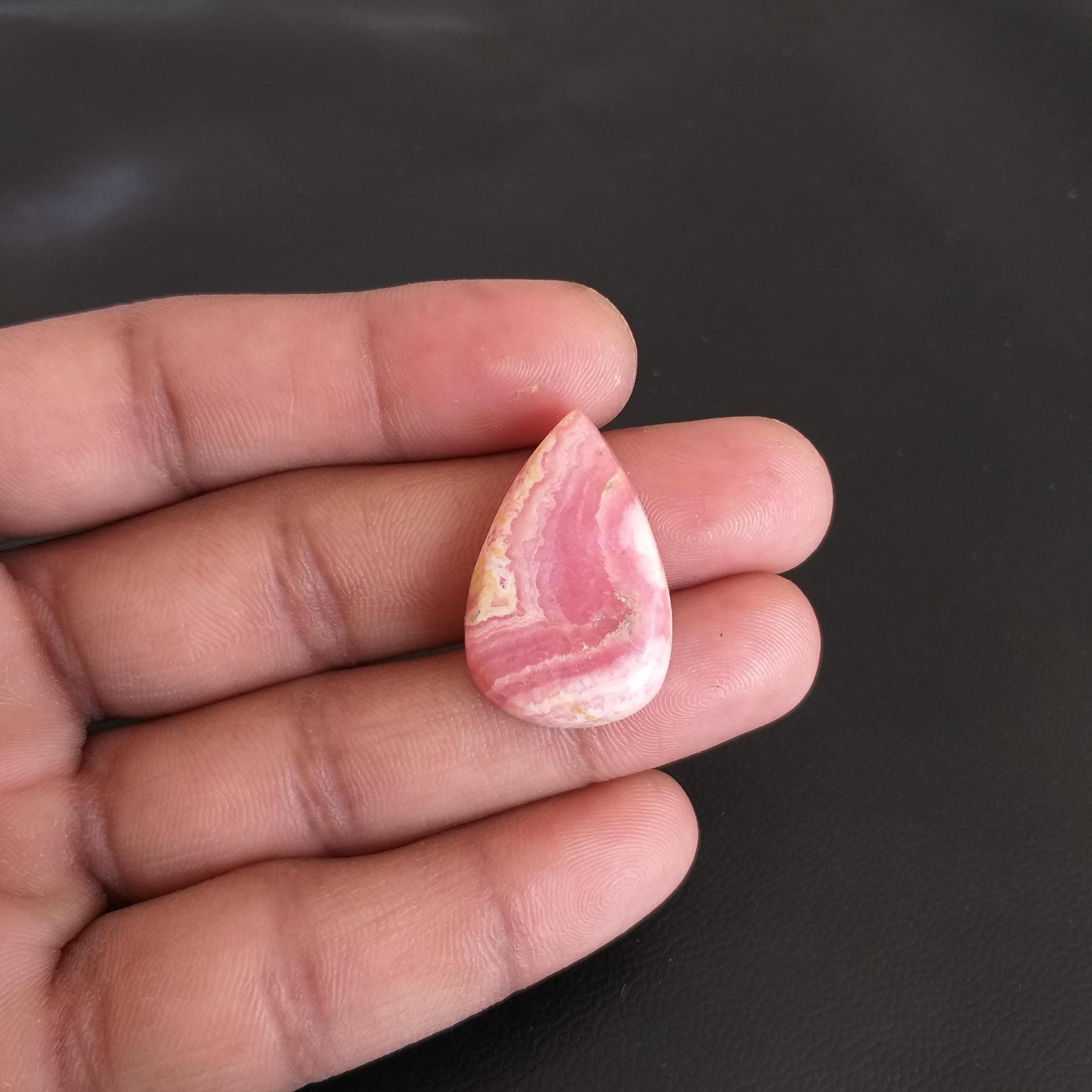 Rhodochrosite Polished Cabochon: 40 Carat Handmade Gemstone For Jewelry, 29x19x7 Mm