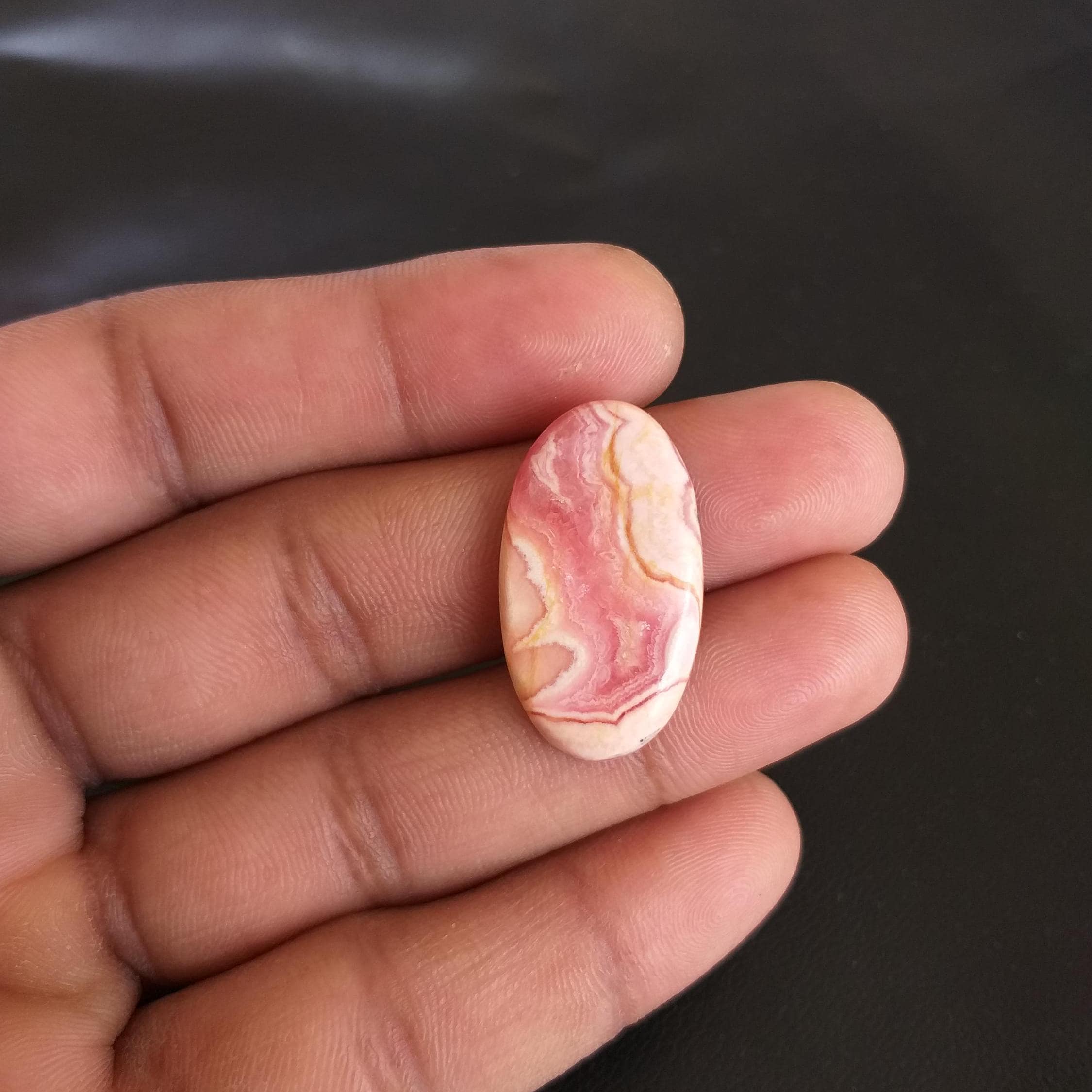 Rhodochrosite Stone Cabochon: Oval Shape Gemstone, 25 Carat (29x17x4 Mm