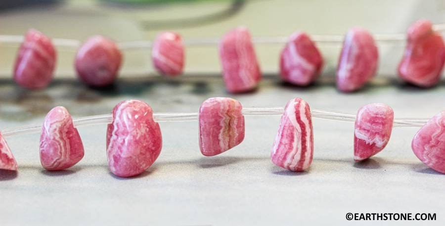 Rhodochrosite 10-16mm Nugget Drop 15.5" Strand Size Varies