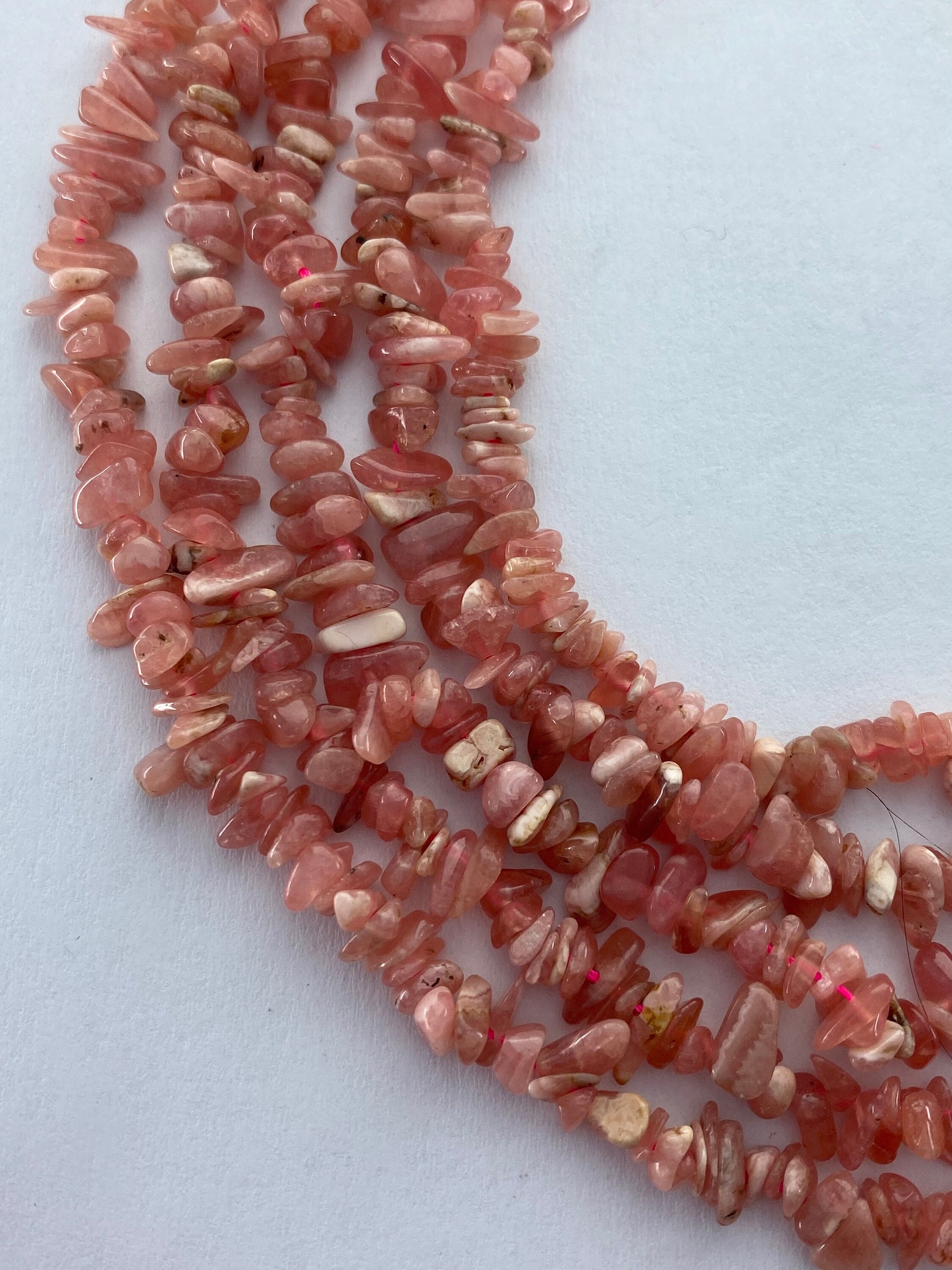 4-8mm Chip Rhodochrosite Gemstone Beads. 16” Strand Of High Quality Pink And White Chip Beads. Uniform And Nicely Drilled. 4-8mm Chip Rhodochrosite Gemstone Beads. 16” Strand Of High Quality Pink And White Chip Beads. Uniform And Nicely Drilled.