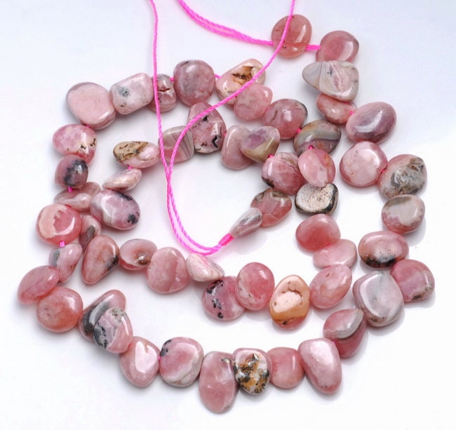 9-10mm Pink Rhodochrosite Gemstone Pebble Nugget Granule Loose Beads 15 Inch Full Strand (80001842-a20)