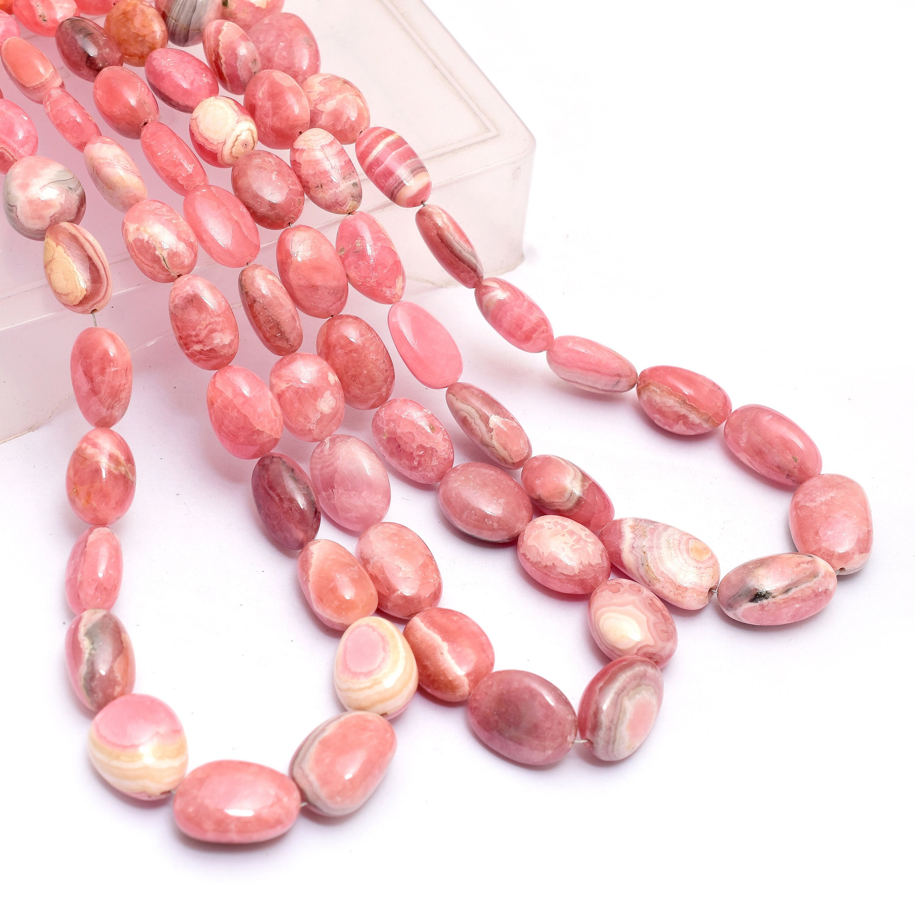 Aaa+ Rhodochrosite 10mm-16mm Smooth Oval Nuggets Beads, Natural Rhodochrosite Semi Precious Gemstone Tumbled Beads For Jewelry, 16" Strand Aaa+ Rhodochrosite 10mm-16mm Smooth Oval Nuggets Beads, Natural Rhodochrosite Semi Precious Gemstone Tumbled Beads For Jewelry, 16" Strand