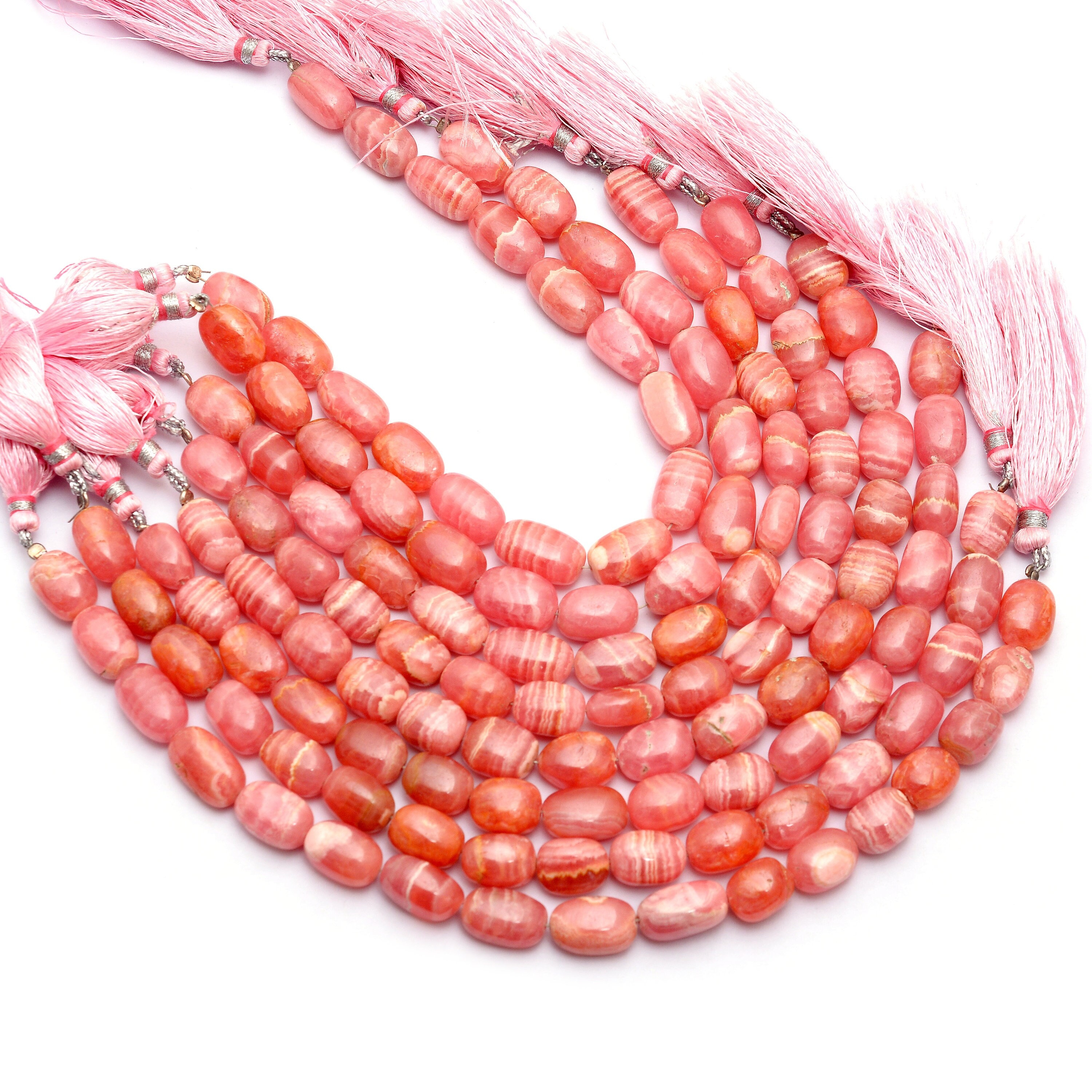 Aaa+ Rhodochrosite 12mm-14mm Smooth Oval Nuggets Beads | Natural Rhodochrosite Semi Precious Gemstone Tumbled Beads For Jewelry | 8" Strand