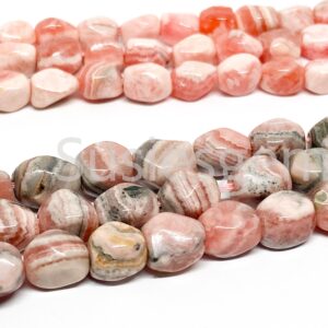 Genuine Pink Rhodochrosite nugget beads 6x8mm/7x9mm.Argentina Rhodochrosite gemstone, Full strand 15.75''