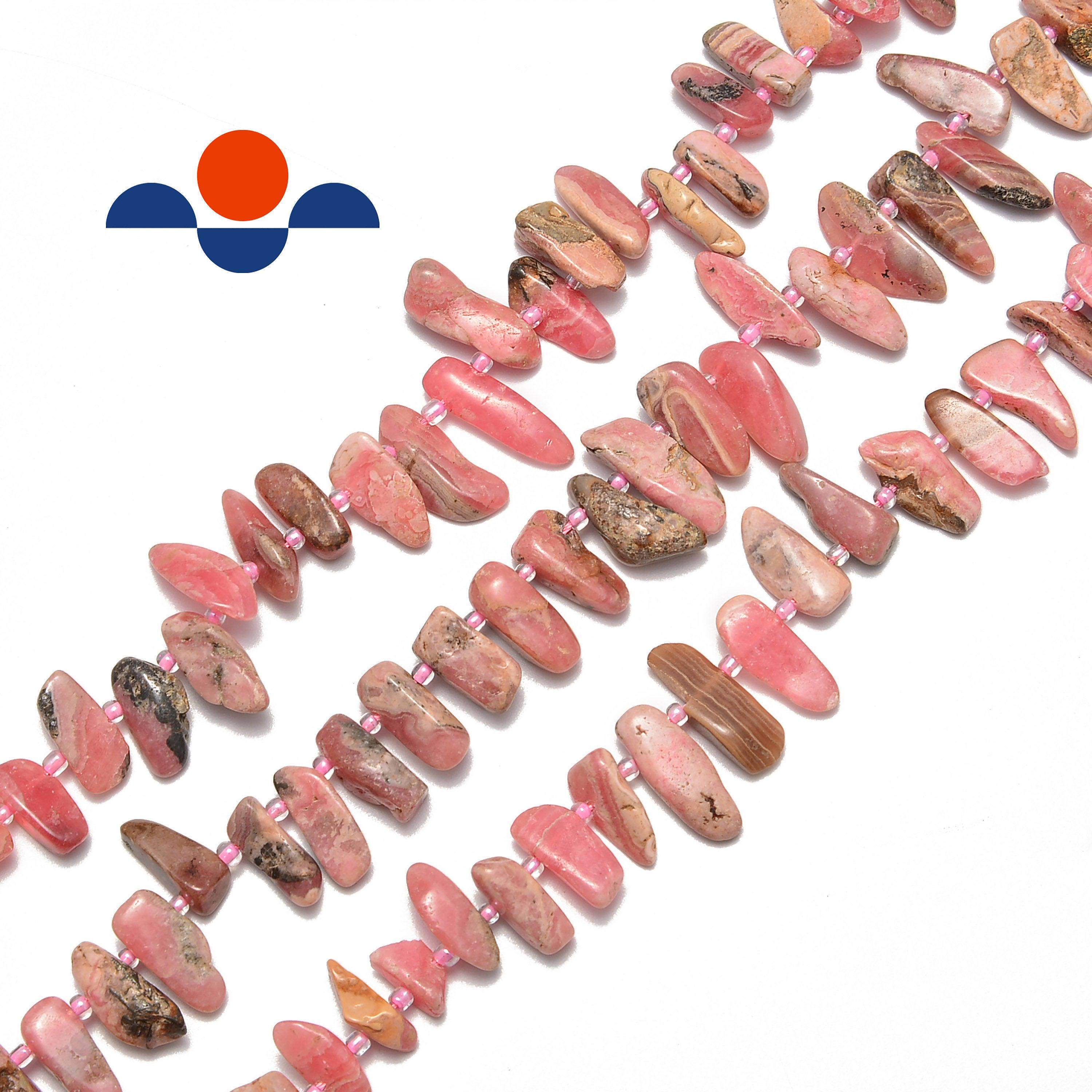 Rhodochrosite Irregular Slice Pebble Nugget Points Beads 14-20mm 15.5" Strand