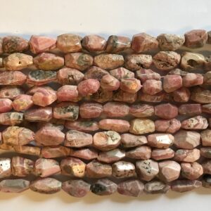 natural rhodochrosite (8-12)mmx(12-16)mm faceted nugget gemstone Bead -15.5 inch strand natural rhodochrosite (8-12)mmx(12-16)mm faceted nugget gemstone Bead -15.5 inch strand