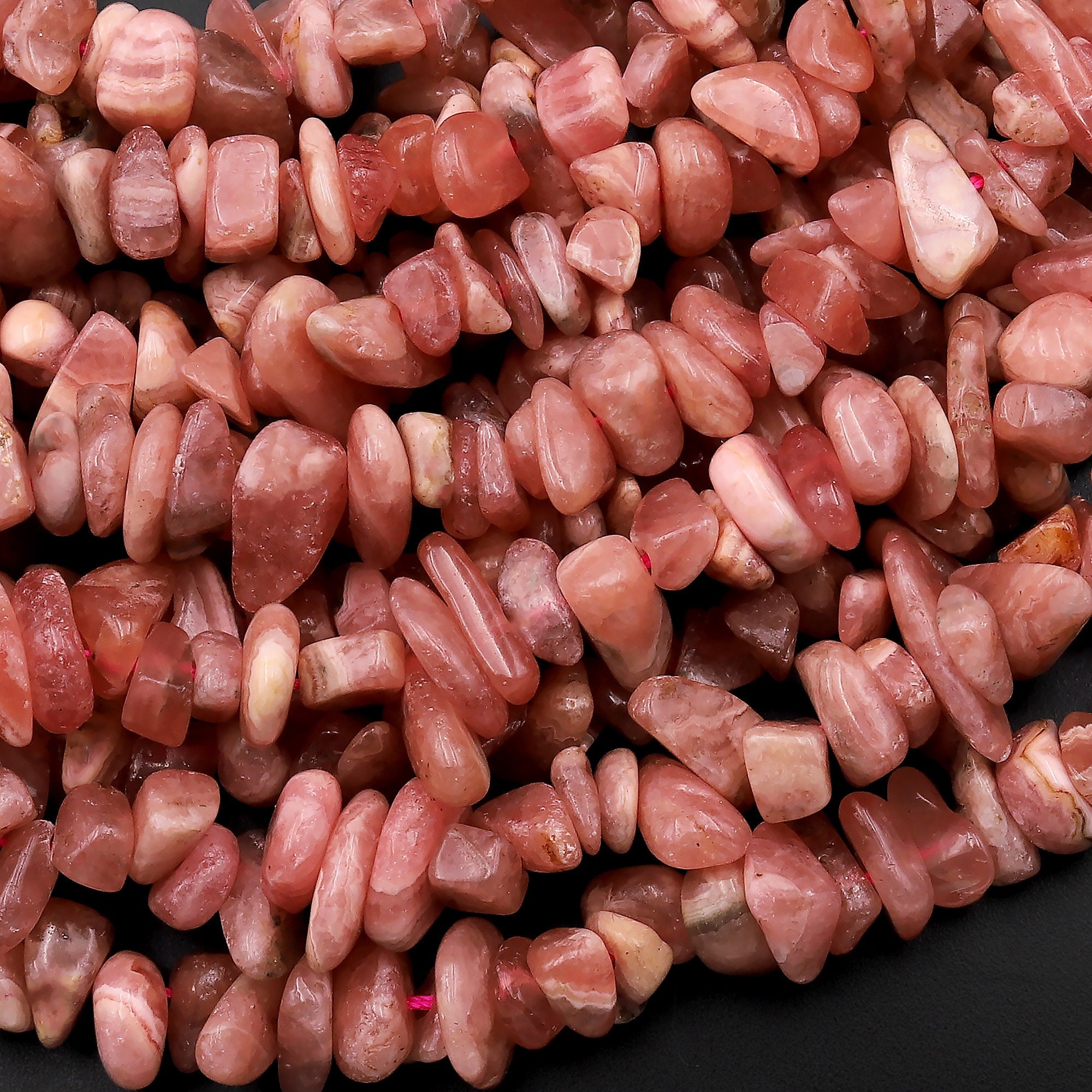 Natural Rhodochrosite Freeform Chip Nugget Beads 15.5" Strand Natural Rhodochrosite Freeform Chip Nugget Beads 15.5" Strand
