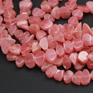 Natural Pink Red Rhodochrosite Nugget Beads Rounded Freeform Nugget Pebble Gemmy Pink Red Gemstone 15.5" Strand