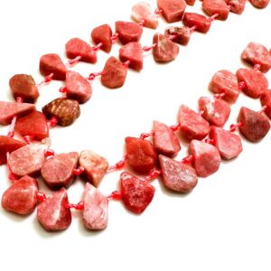 Natural Hot Pink Rhodochrosite Teardrop Pear Rough Flat Gemstone Beads - Pgs172 Natural Hot Pink Rhodochrosite Teardrop Pear Rough Flat Gemstone Beads - Pgs172