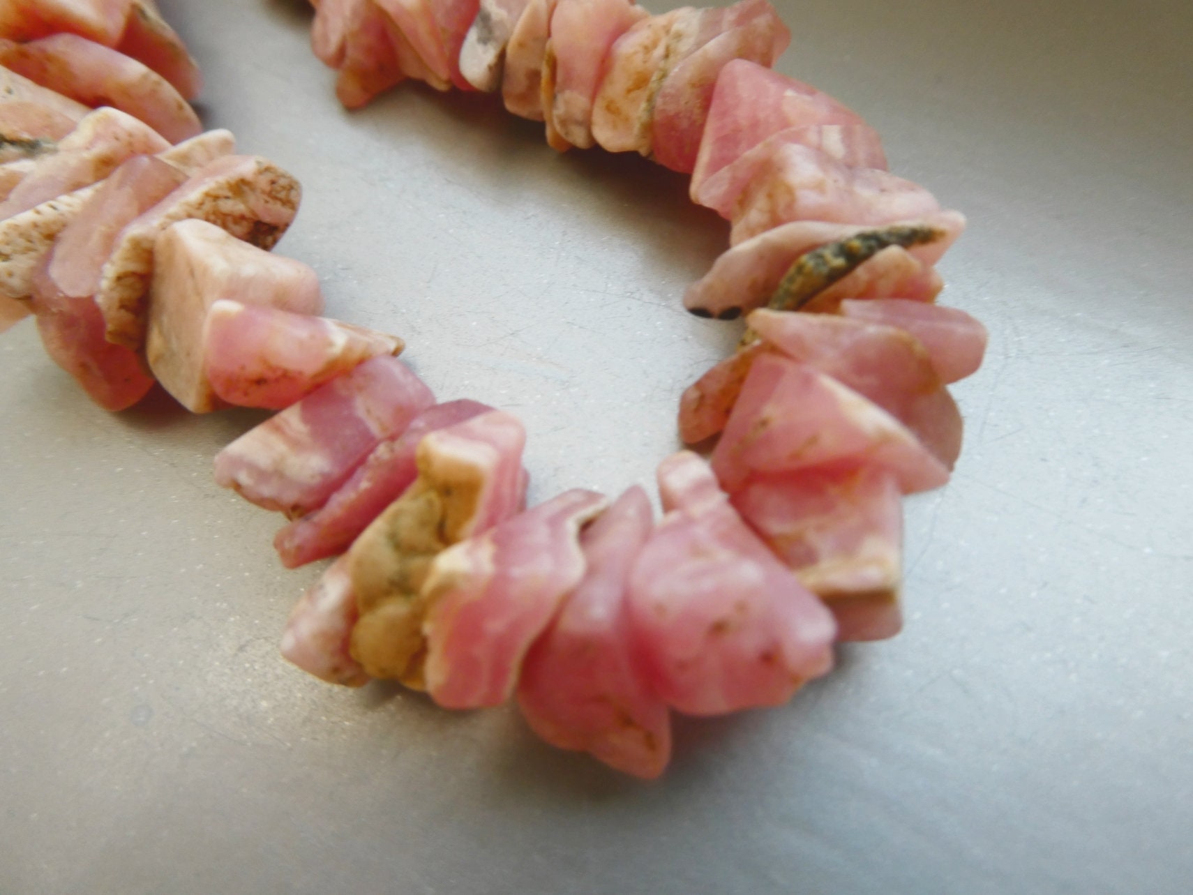 Raw Rhodochrosite Crystal 9-13mm Beads- 4in Strand Large Chips Natural Jewelry Making Craft Beads Raw Rhodochrosite Crystal 9-13mm Beads- 4in Strand Large Chips Natural Jewelry Making Craft Beads