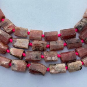 Raw Tubular Rhodochrosite Gemstone Beads. 15” Strands Of Tubular Nuggets, Approx. 32 Per Strand. Raw Tubular Rhodochrosite Gemstone Beads. 15” Strands Of Tubular Nuggets, Approx. 32 Per Strand.