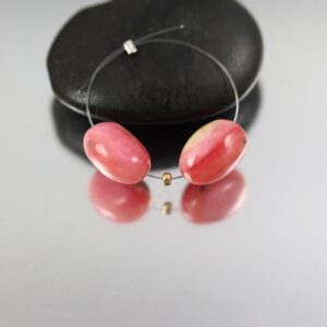 Rhodocrosite Oval Nugget Beads - Pair - 12 x 8 mm Rhodocrosite Oval Nugget Beads - Pair - 12 x 8 mm